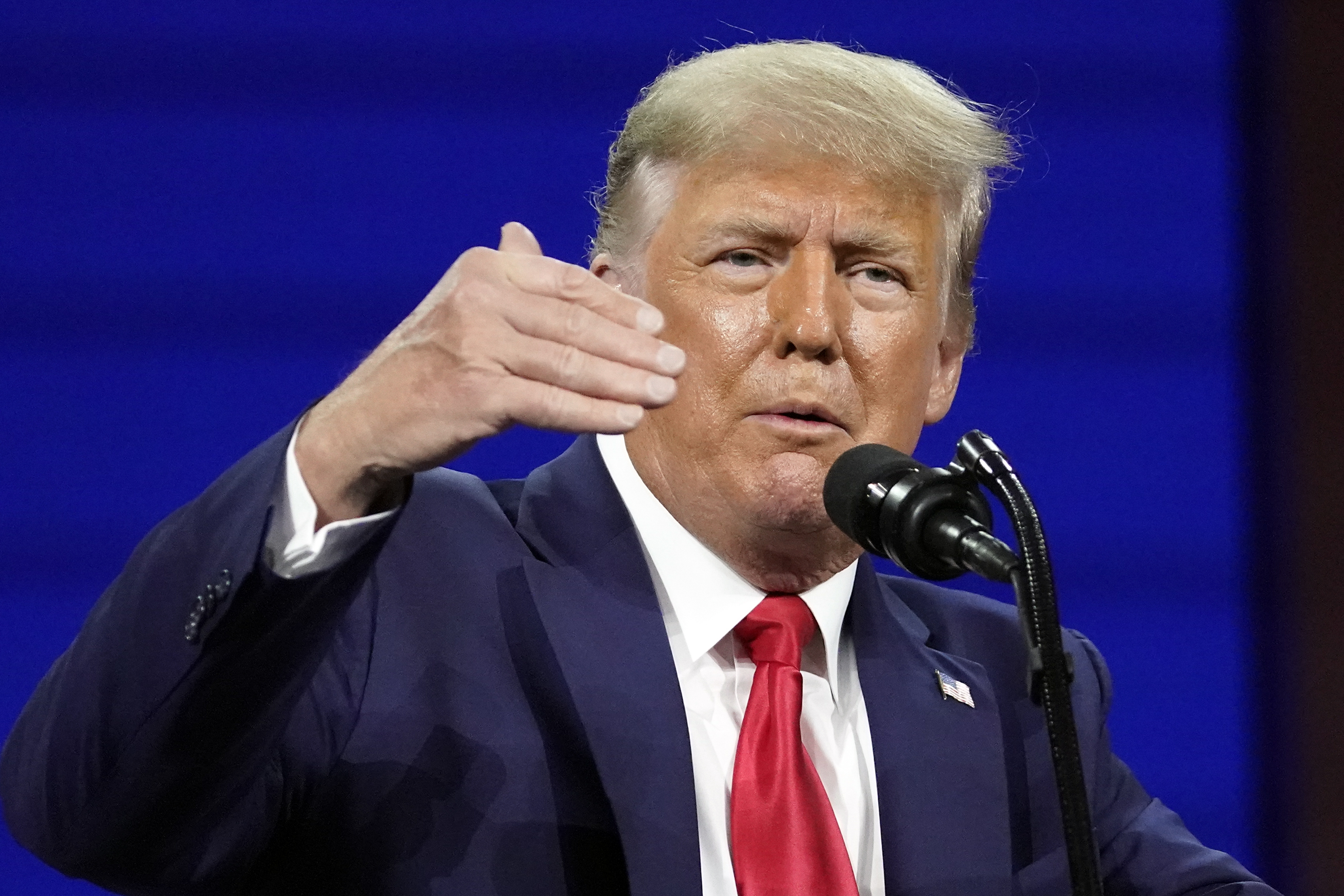 Former United States President Donald Trump speaks at the Conservative Political Action Conference Sunday, February 28, 2021 in Orlando, Florida, the US [John Raoux/AP Photo]