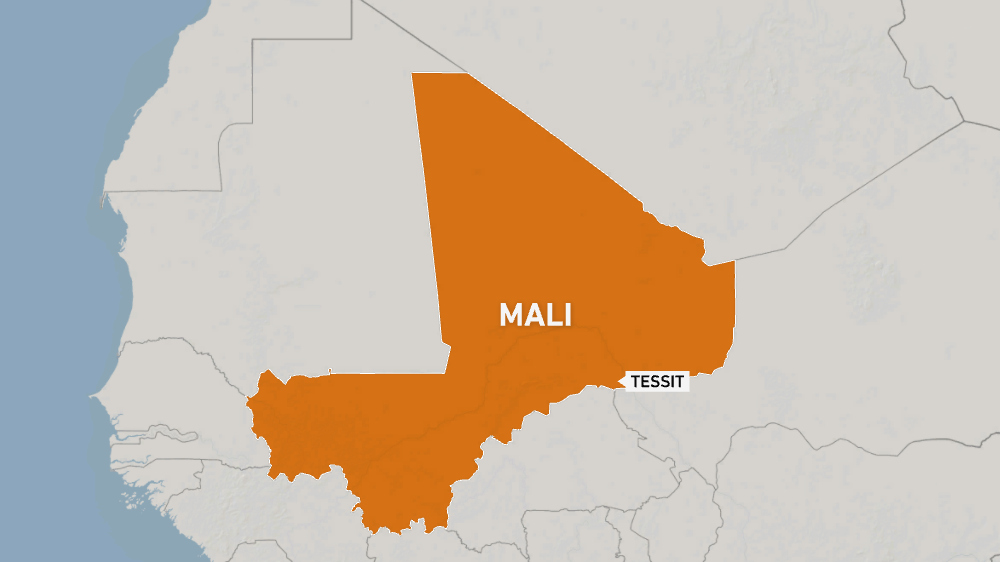 Map of Mali highligting the location of Tessit