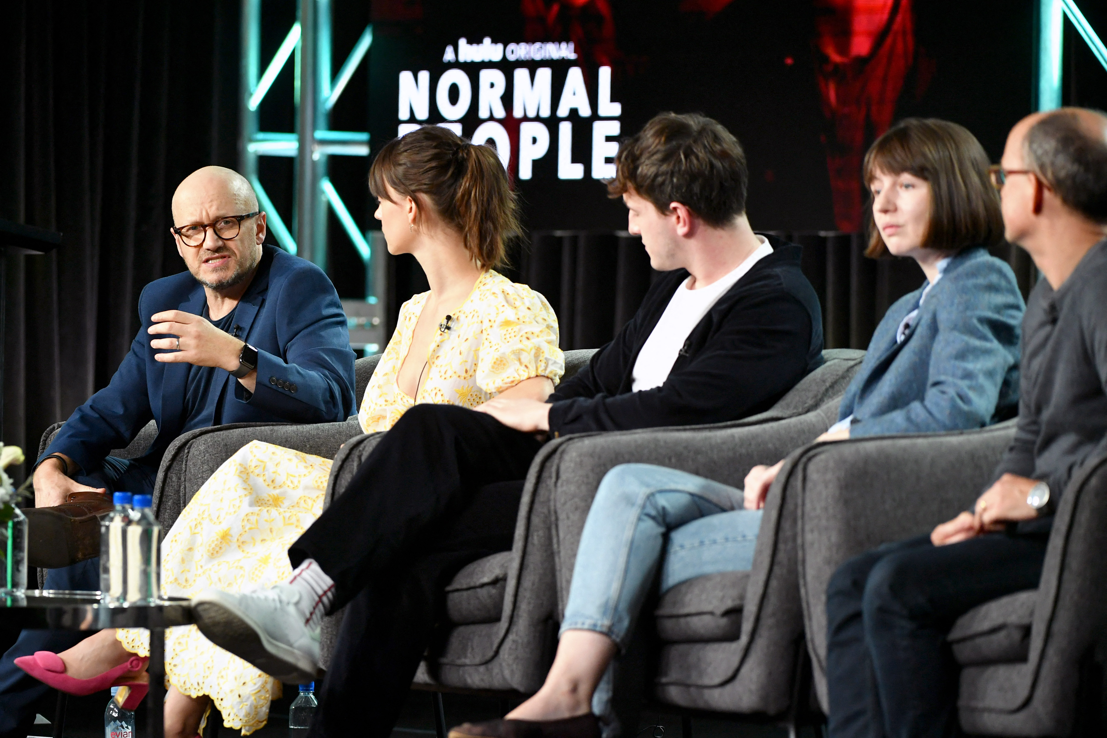 (L-R) Lenny Abrahamson, Daisy Edgar-Jones, Paul Mescal, Sally Rooney, and Ed Guiney of Normal People