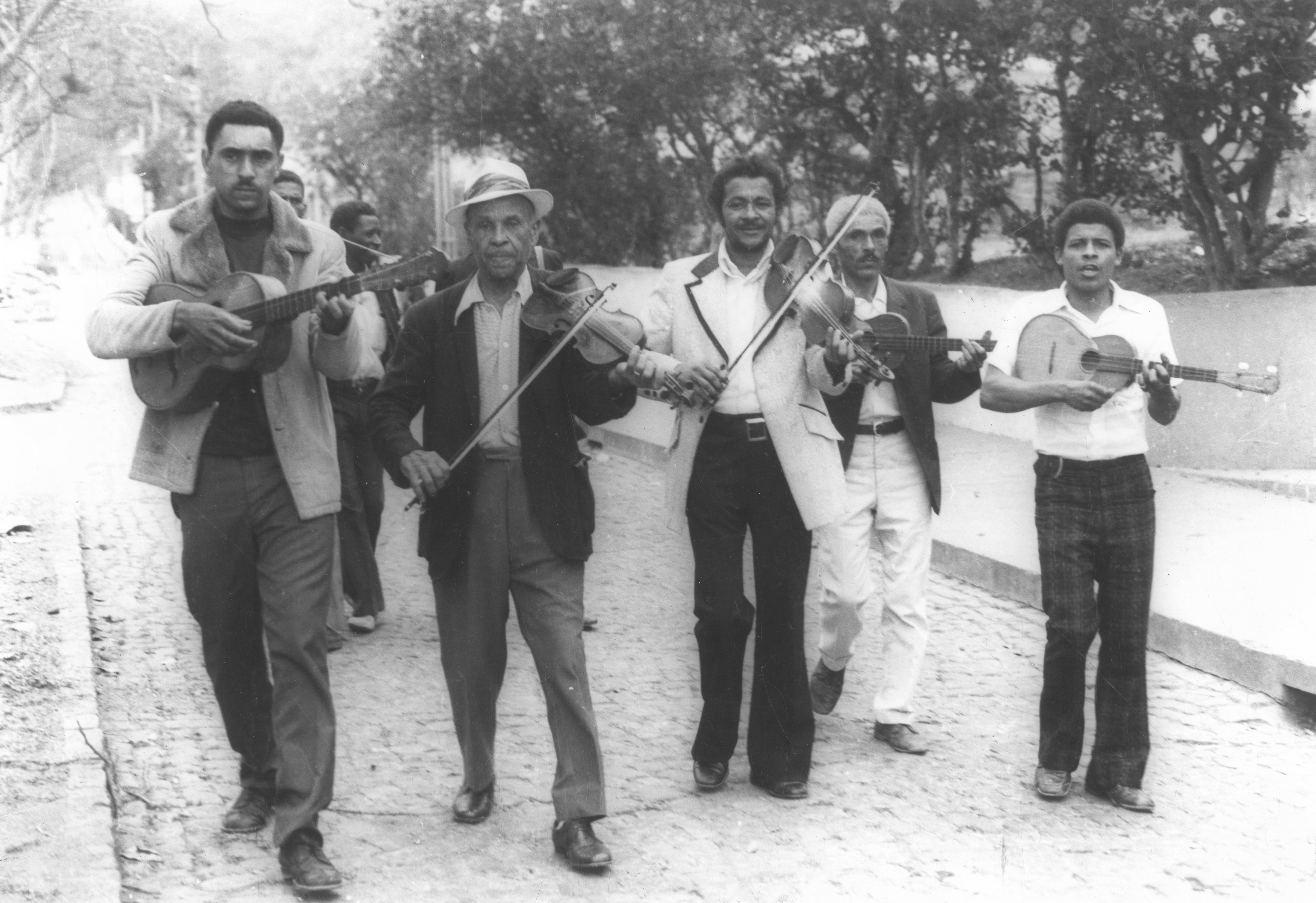 A violinist known as Nhô Raul performs with other morna musicians in the Cape Verdean Island of Brava [Courtesy of Cape Verde's Cultural heritage institute]