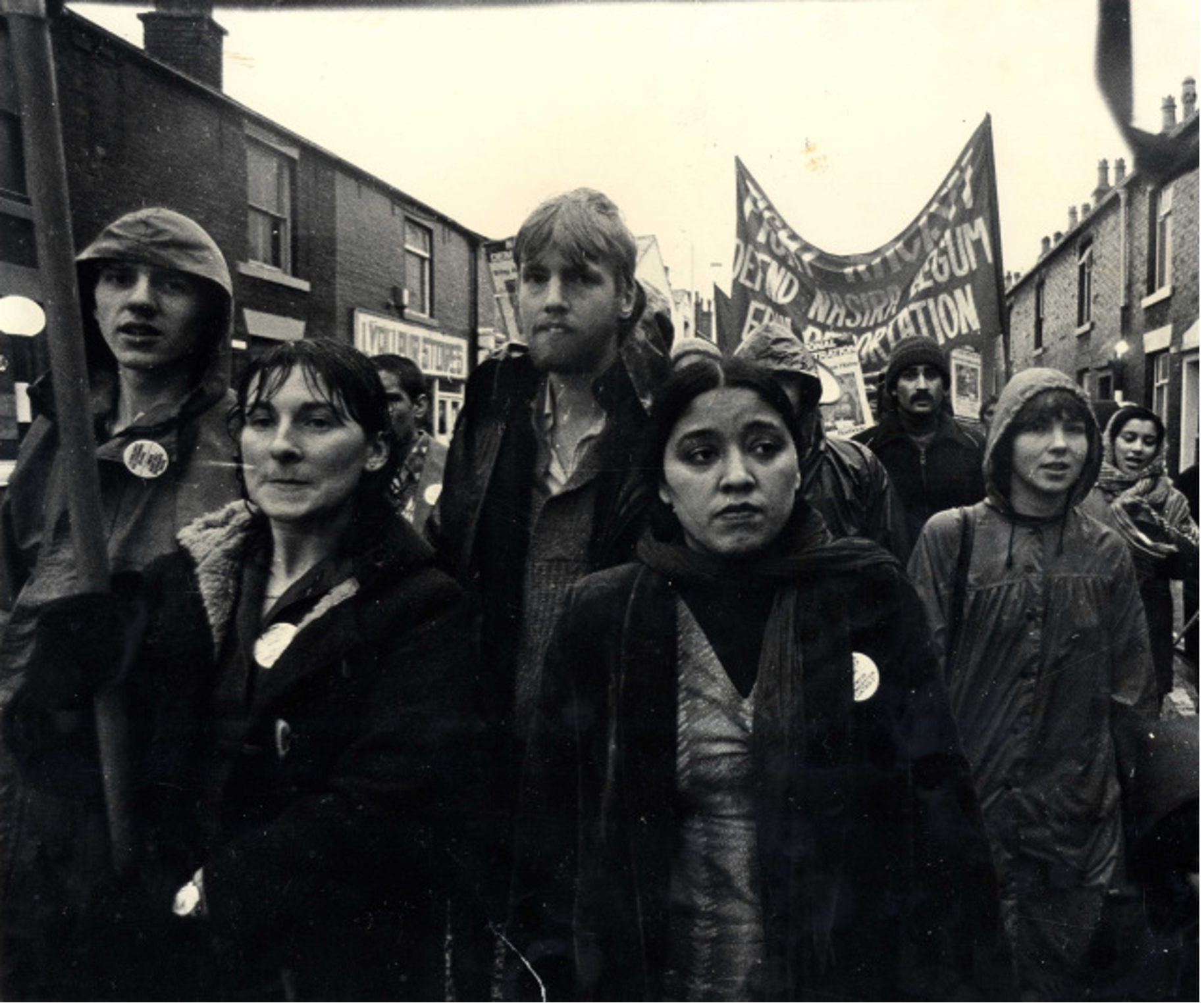 Anwar Ditta pictured leading a demonstration as part of her campaign to bring her children from Pakistan to the UK on November 15, 1980 [File: Photo courtesy of Anwar Ditta]