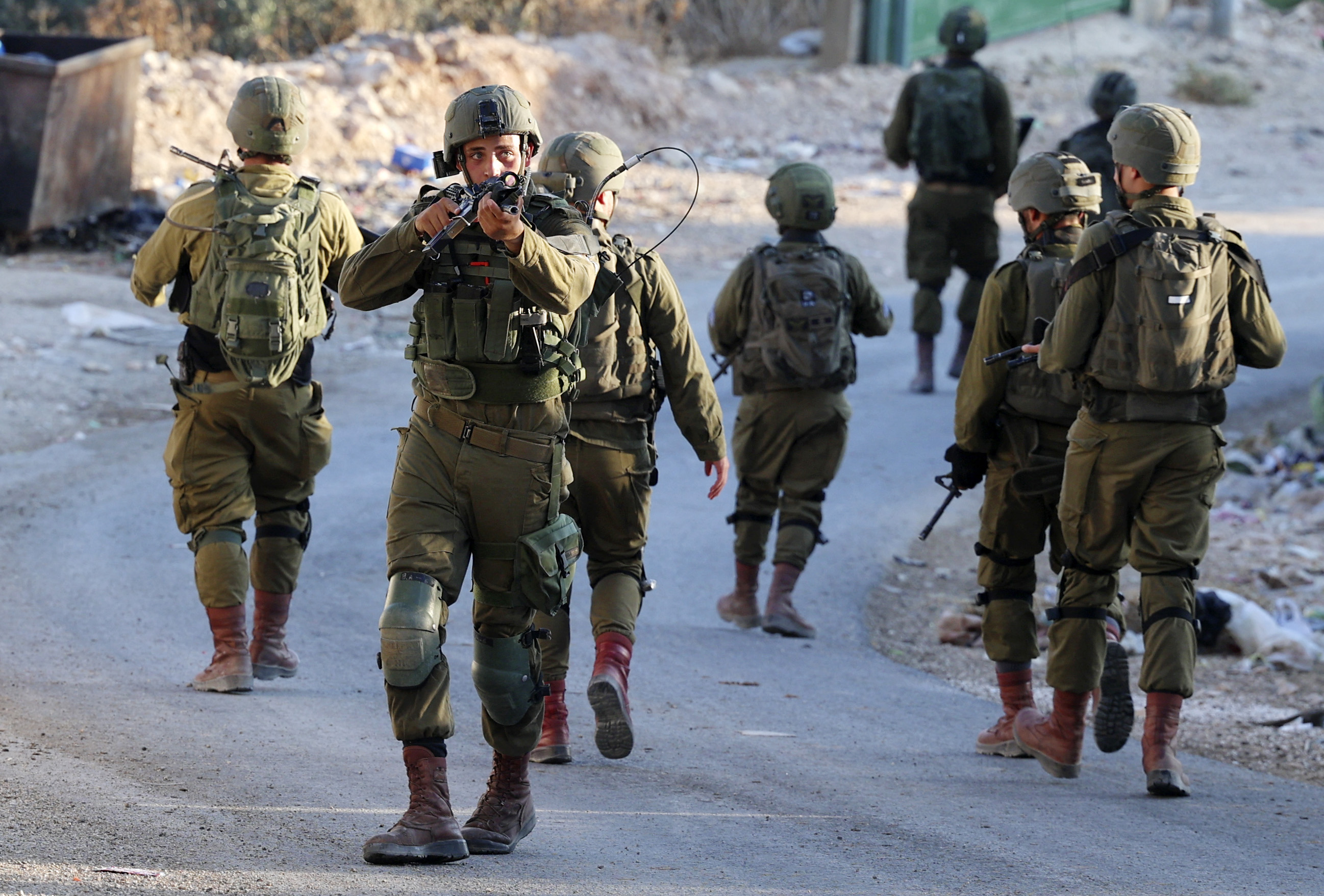 Israeli soldiers patrol the village of Salem, east of Nablus,