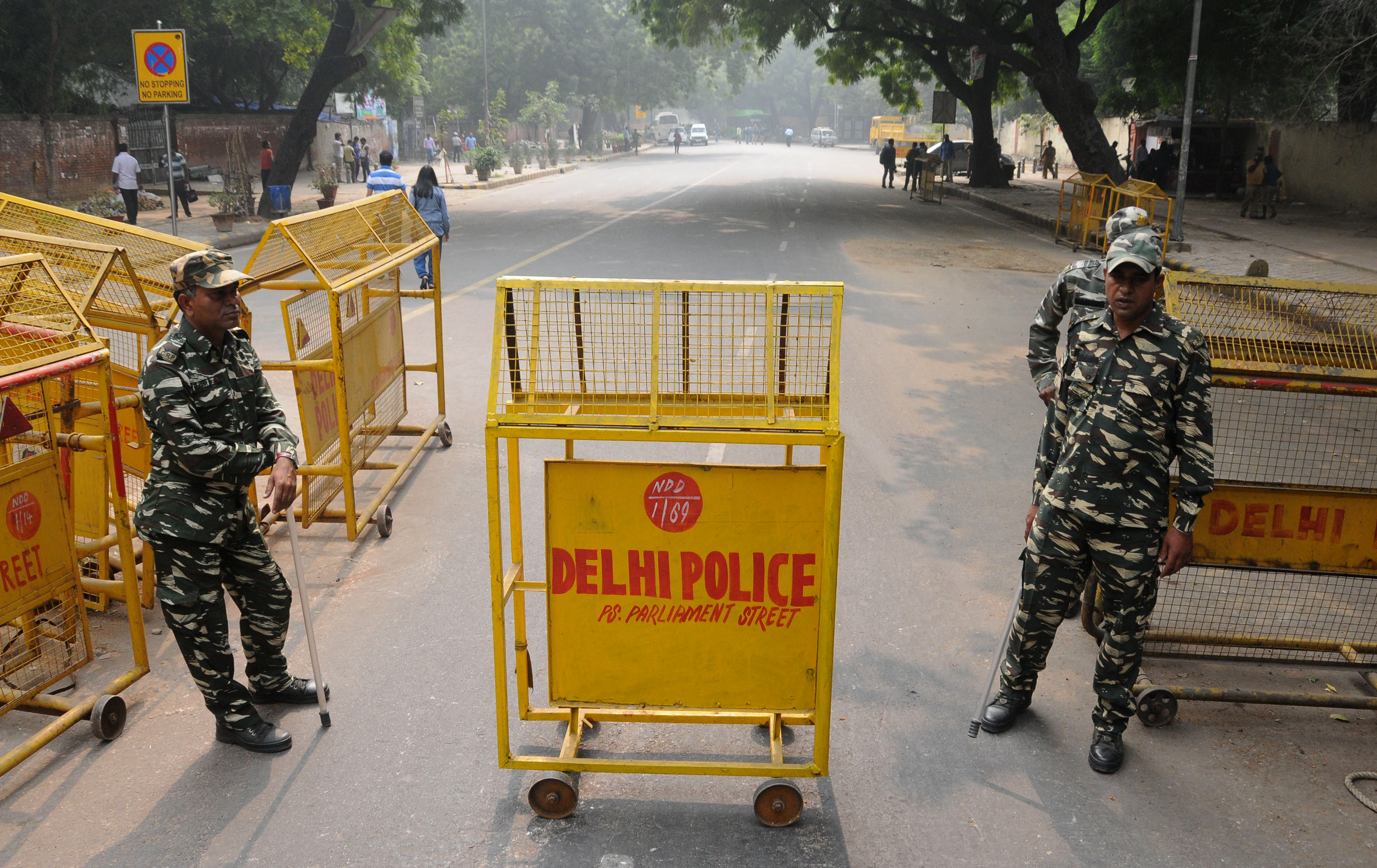 Indian security personnel stand guard near Jantar Mantar observatory in New Delhi [File: EPA]