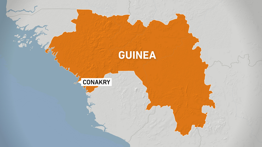 Map of Guinea showing the capital, Conakry.