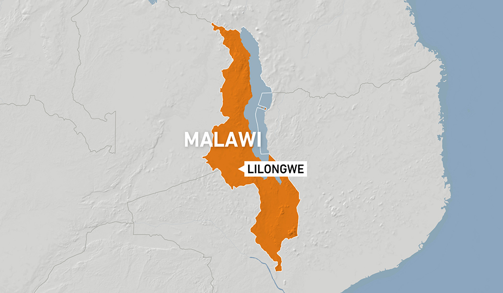 Map of Malawi showing the capital Lilongwe