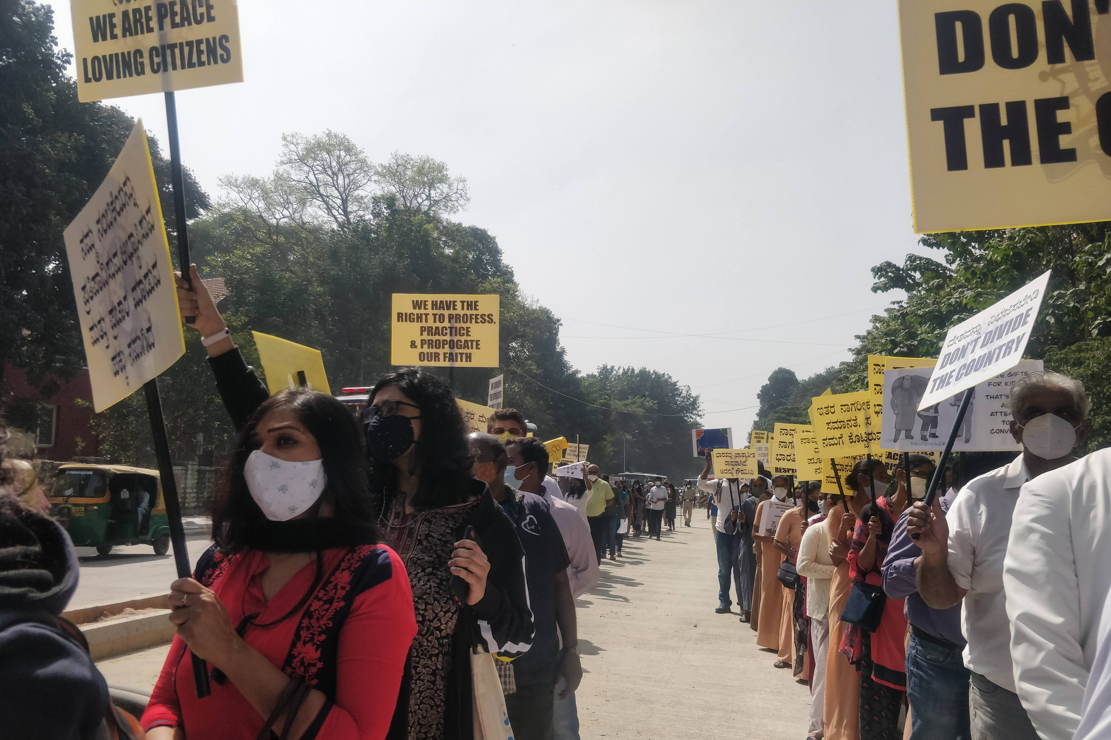 Protesti against anti-conversion bill in Bengaluru, India