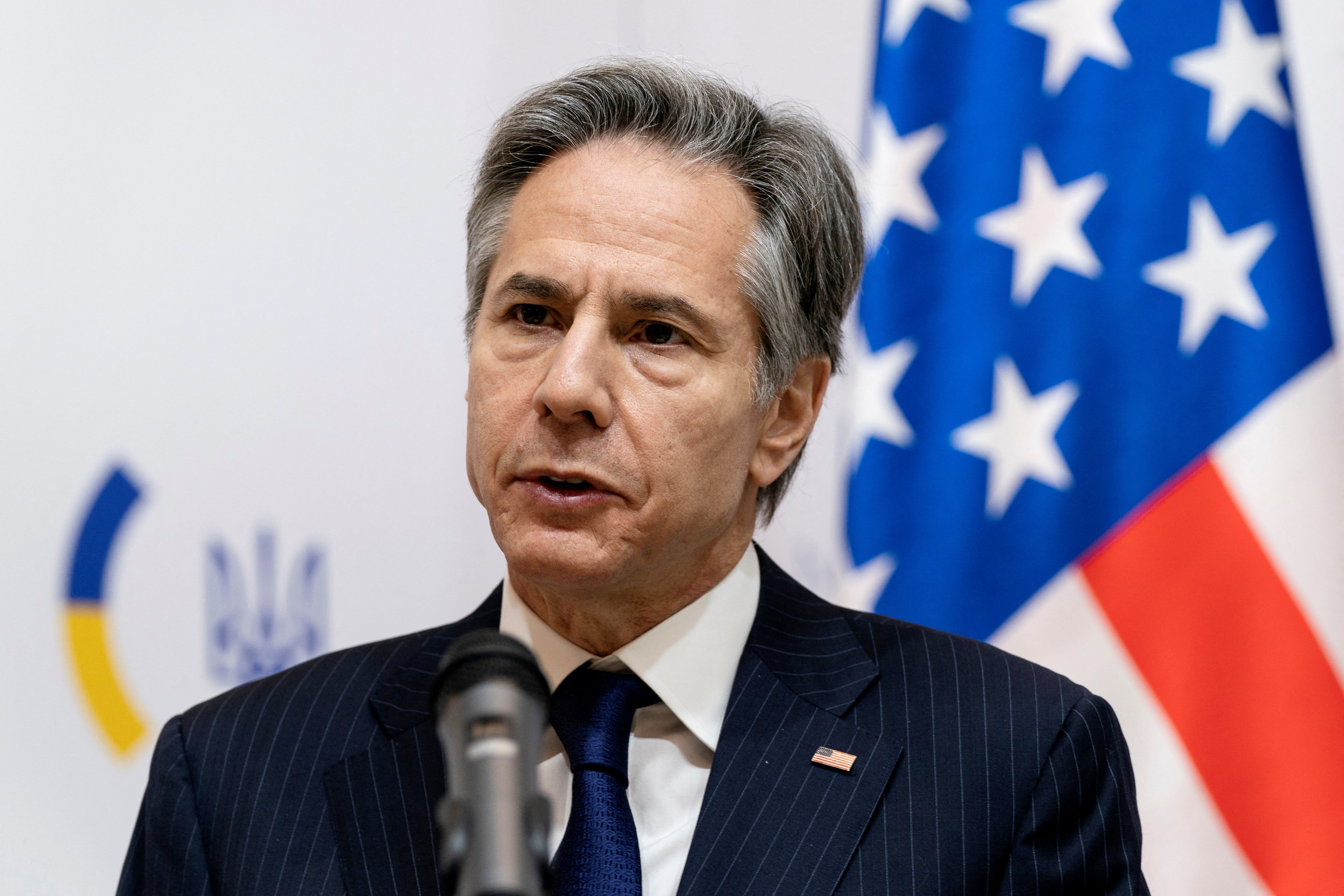 US Secretary of State Antony Blinken gives a press conference