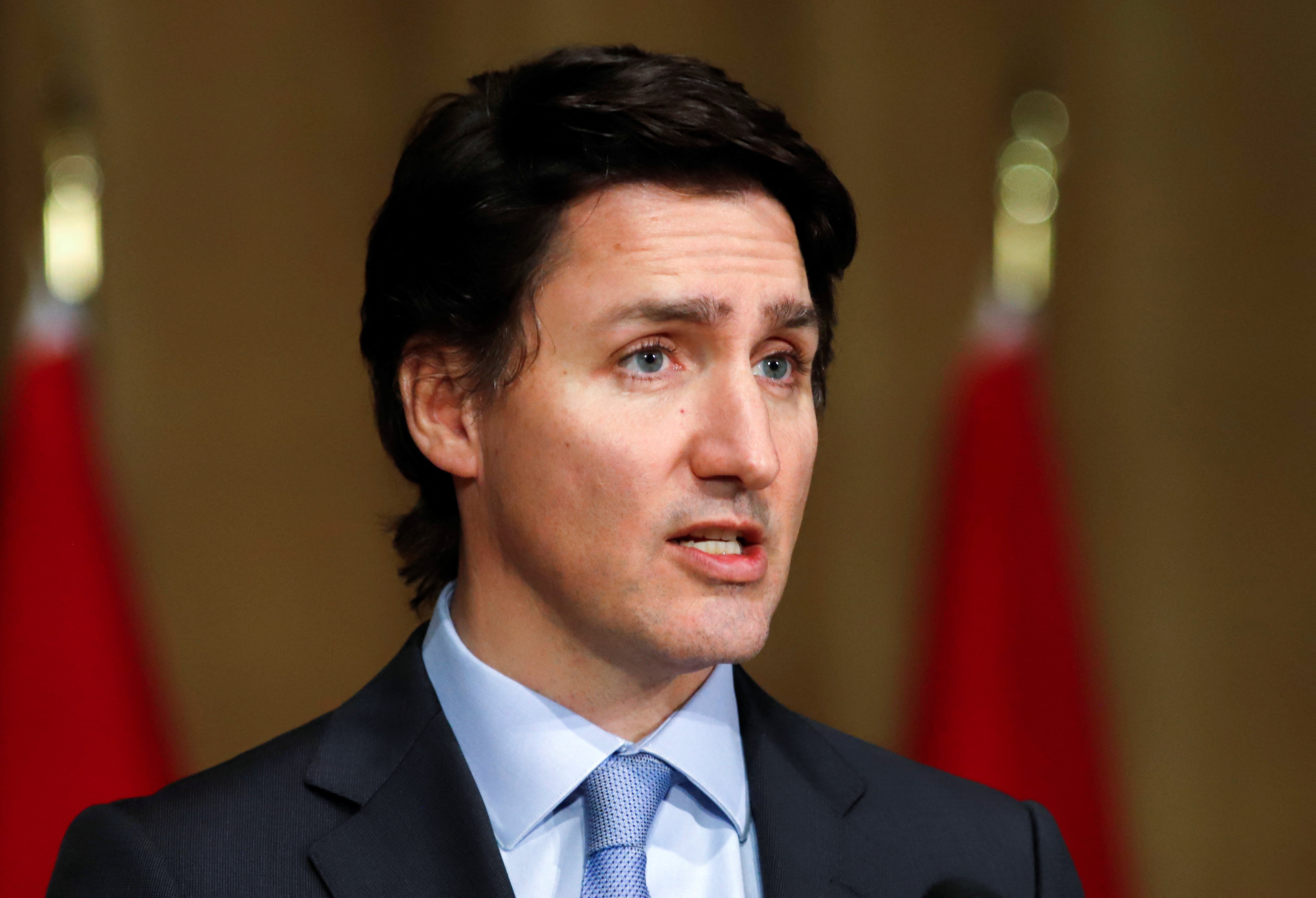 Canadian Prime Minister Justin Trudeau speaks during a news conference
