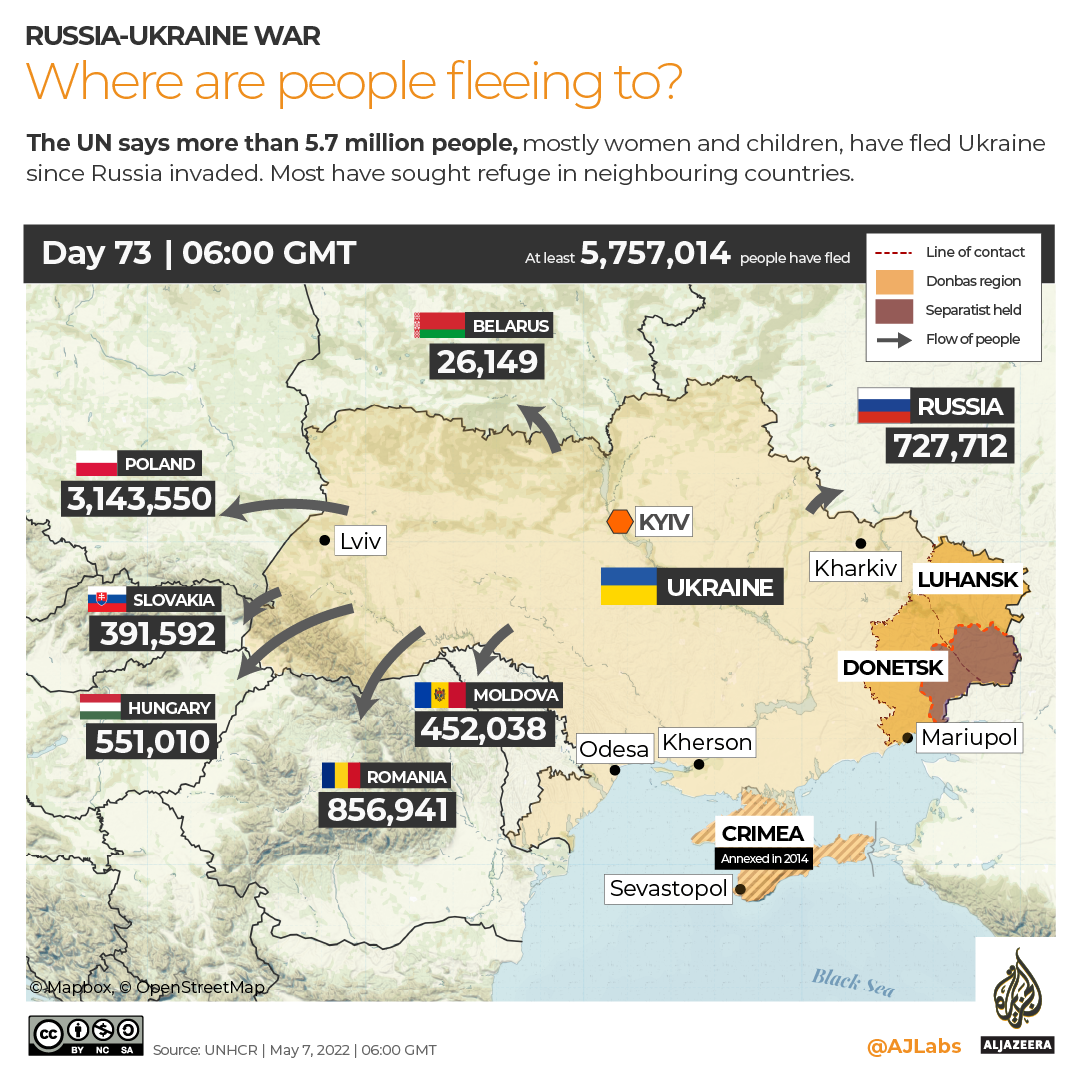 INTERACTIVE - RUSSIA-UKRAINE - DAY 73 REFUGEES