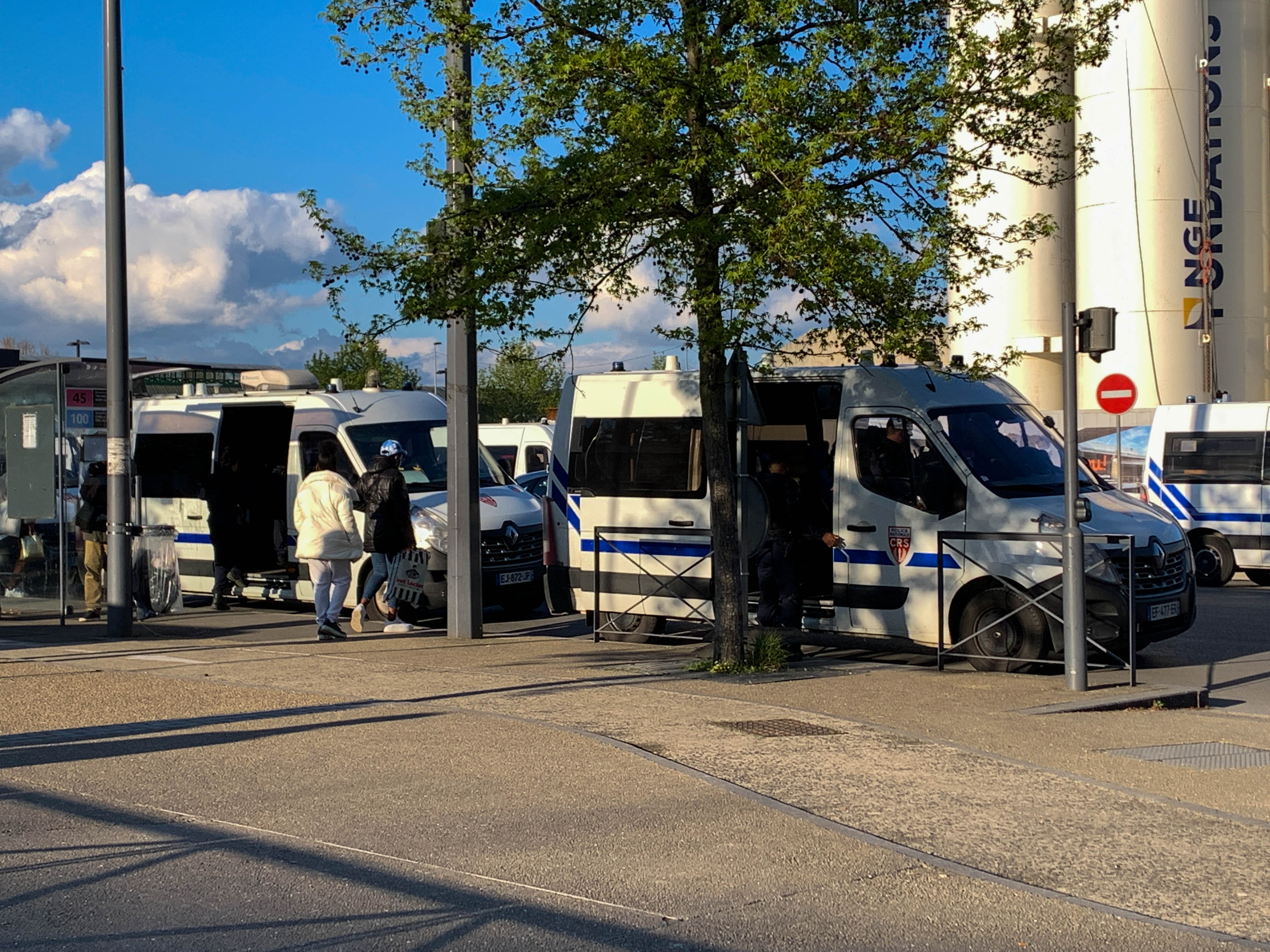 AJ counted 15 CRS riot police vans outside Beaudottes railway station