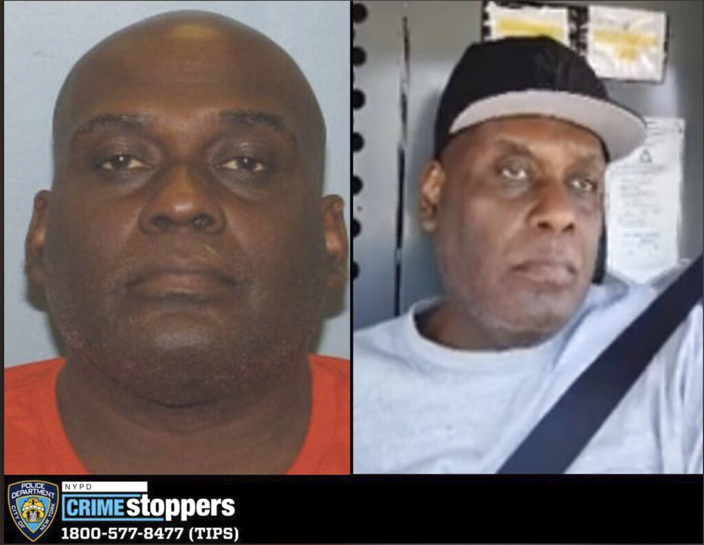 image provided by the New York City Police Department shows a Crime Stoppers bulletin displaying photos of Frank R. James, who has been identified by police as the renter of a U-Haul van possibly connected to the Brooklyn subway shooting.