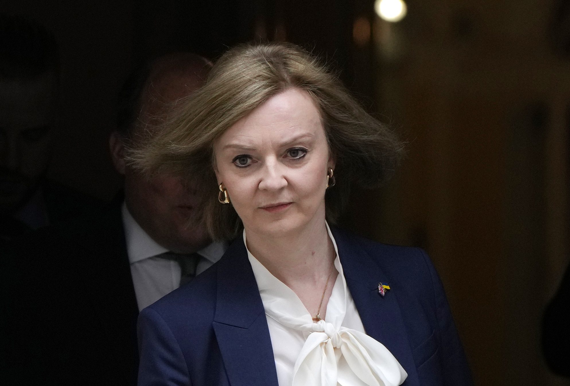 FILE - Elizabeth Truss, Britain's Foreign Secretary leaves a Cabinet meeting at 10 Downing Street in London, Tuesday, April 19, 2022.