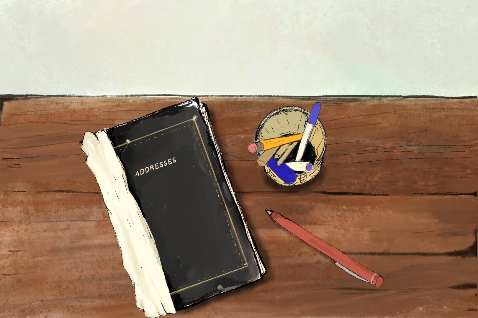 Drawing of an address book