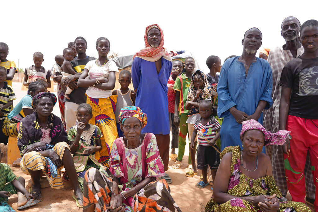 Internally displaced people wait for aid in Djibo, Burkina Faso