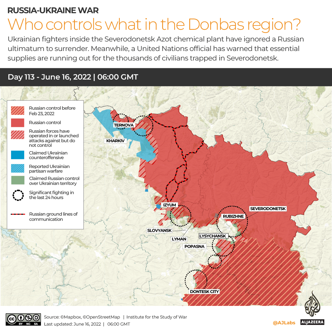 INTERACTIVE Russia-Ukraine War Who controls what in Donbas DAY 113