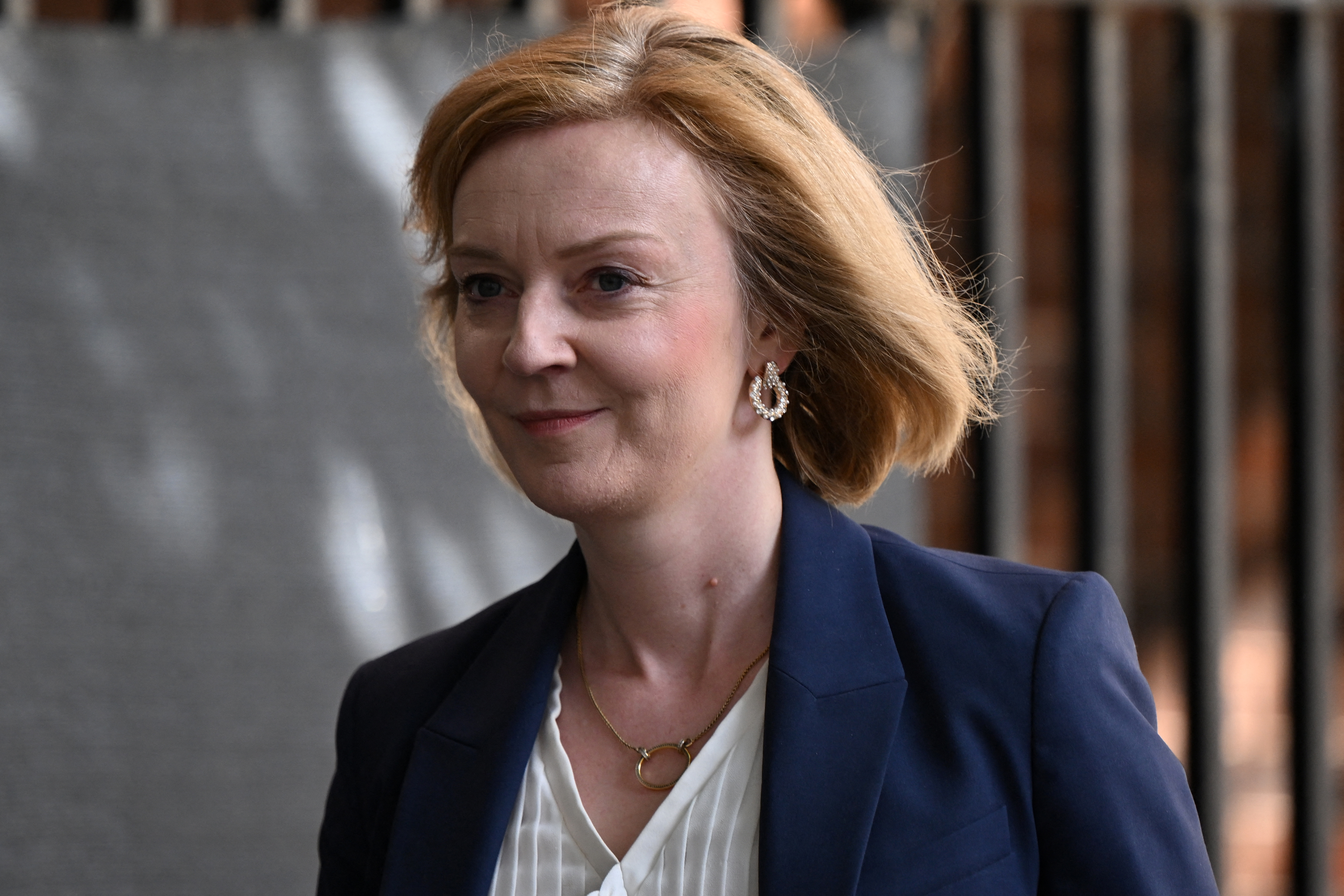 Close up picture of UK foreign secretary Liz Truss walking in Downing Street