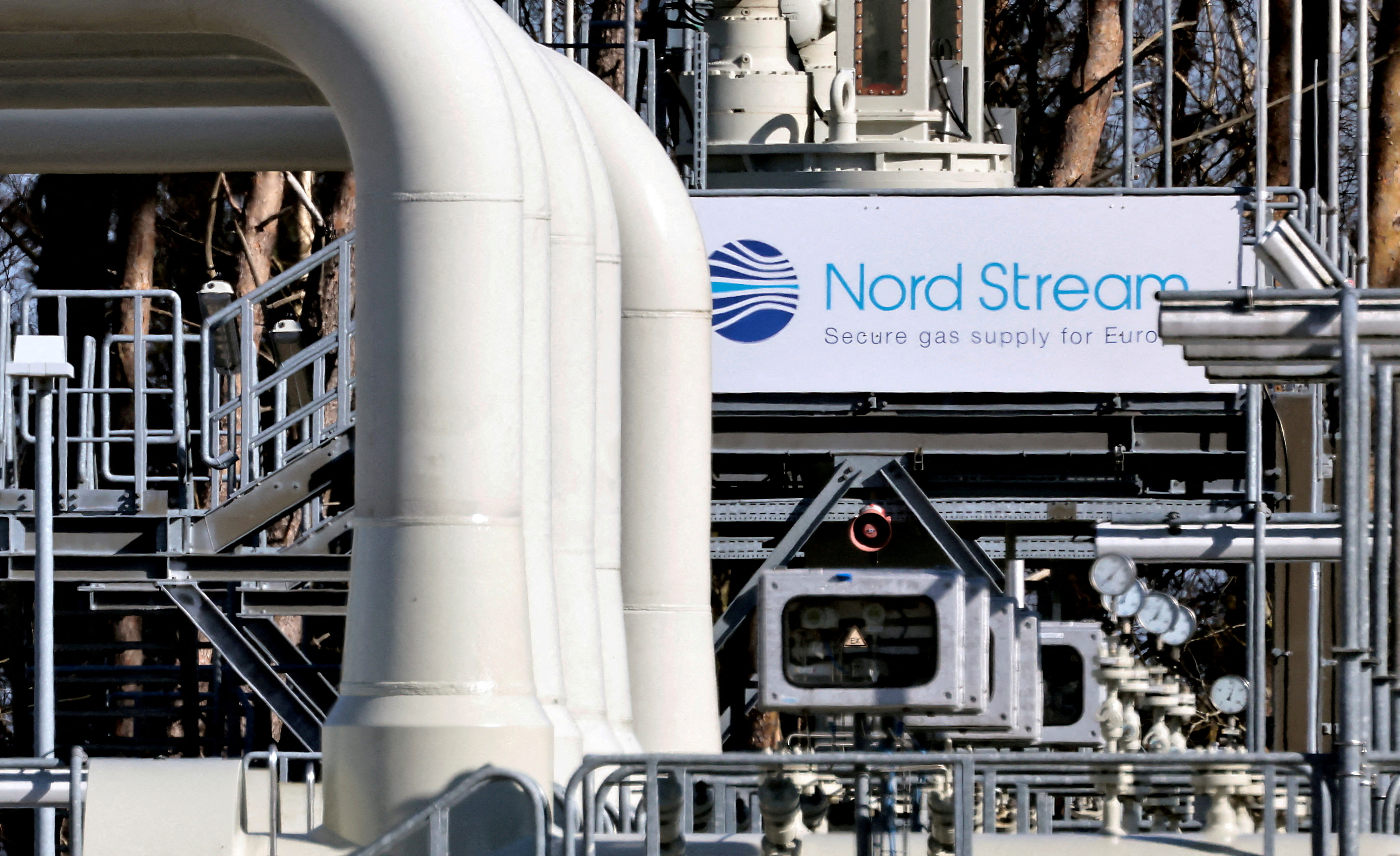 Pipes at the landfall facilities of the 'Nord Stream 1' gas pipeline in Lubmin, Germany.