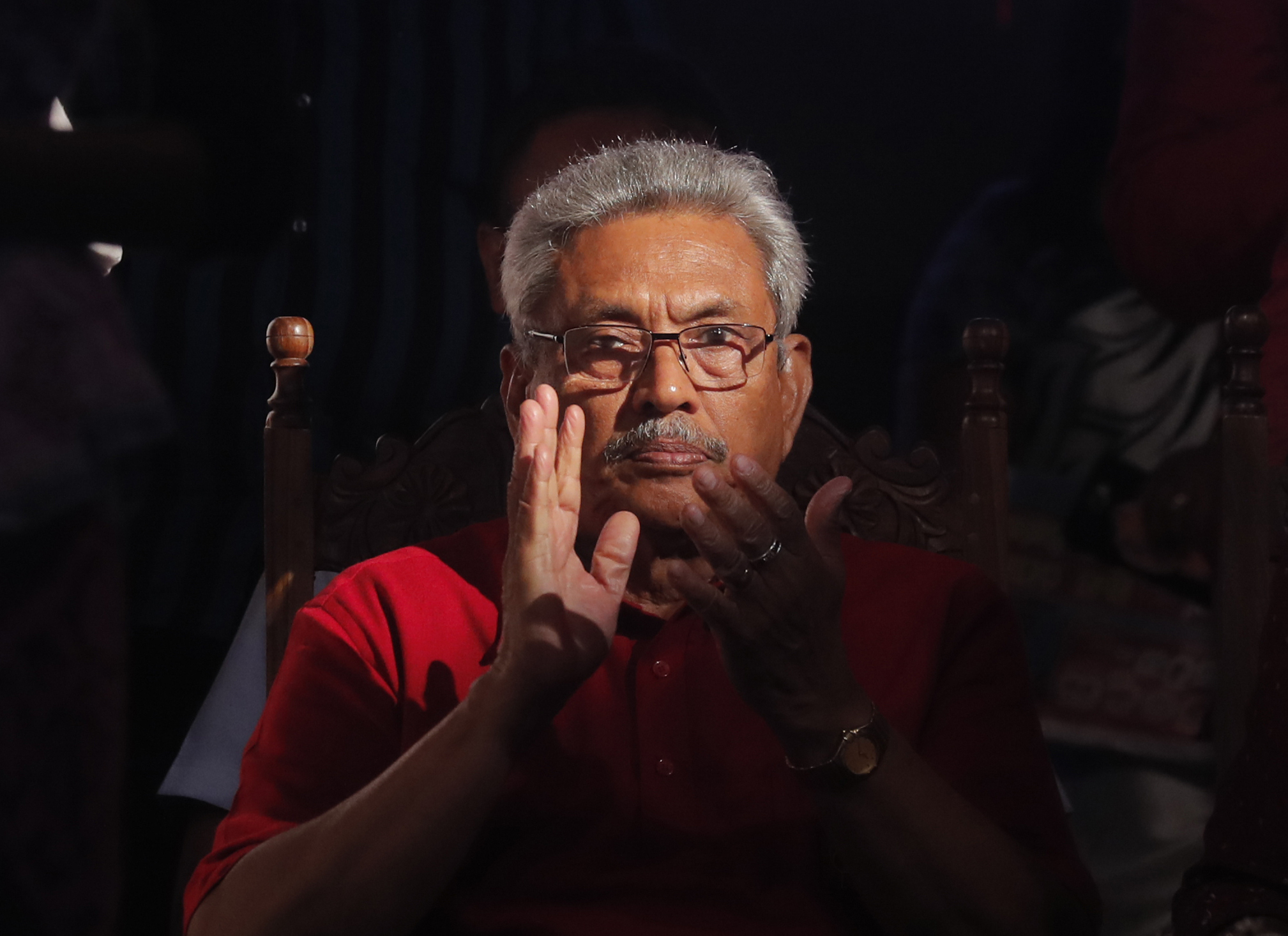 Gotabaya Rajapaksa attends a rally in Homagama, on the outskirts of Colombo, Sri Lanka in 2019 [File: Eranga Jayawardena/AP