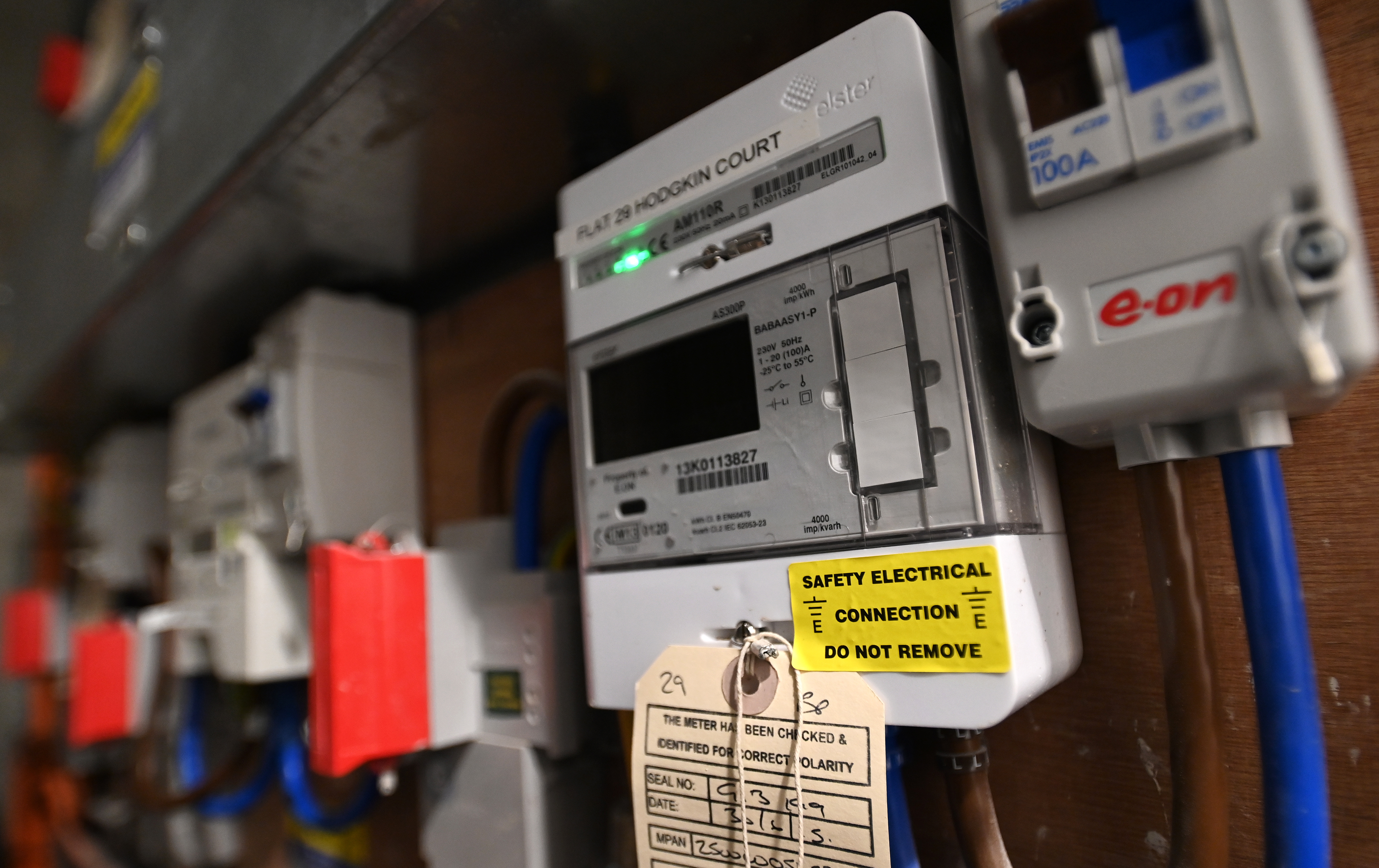 A view of energy metres at a block of flats in London