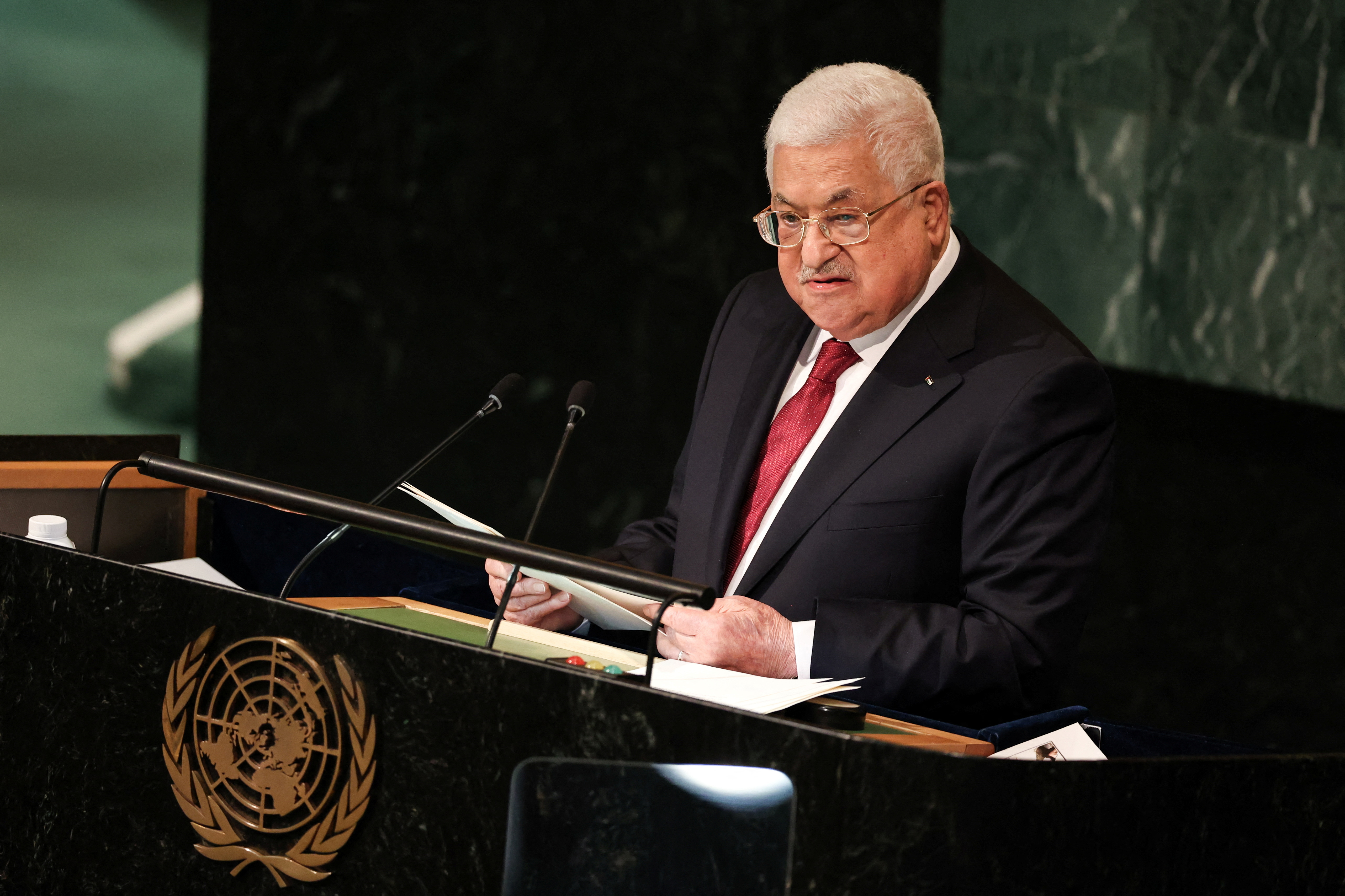 Palestine’s President Mahmoud Abbas addresses the 77th United Nations General Assembly.