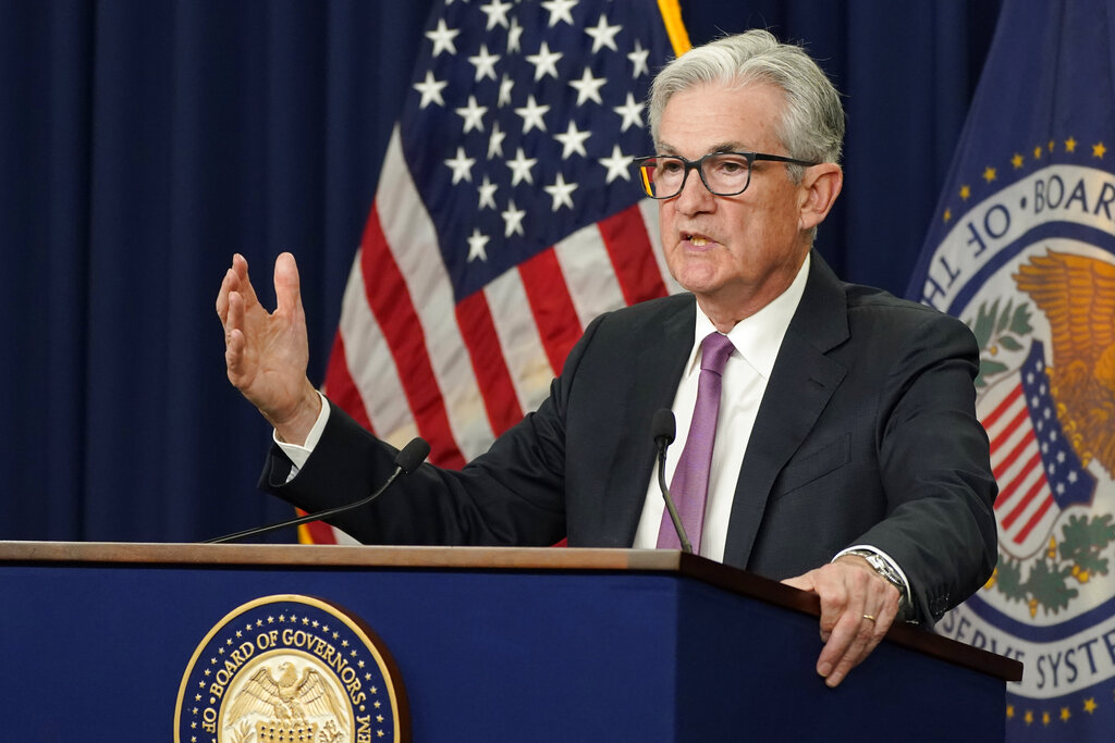 Federal Reserve Chairman Jerome Powell addresses reporters