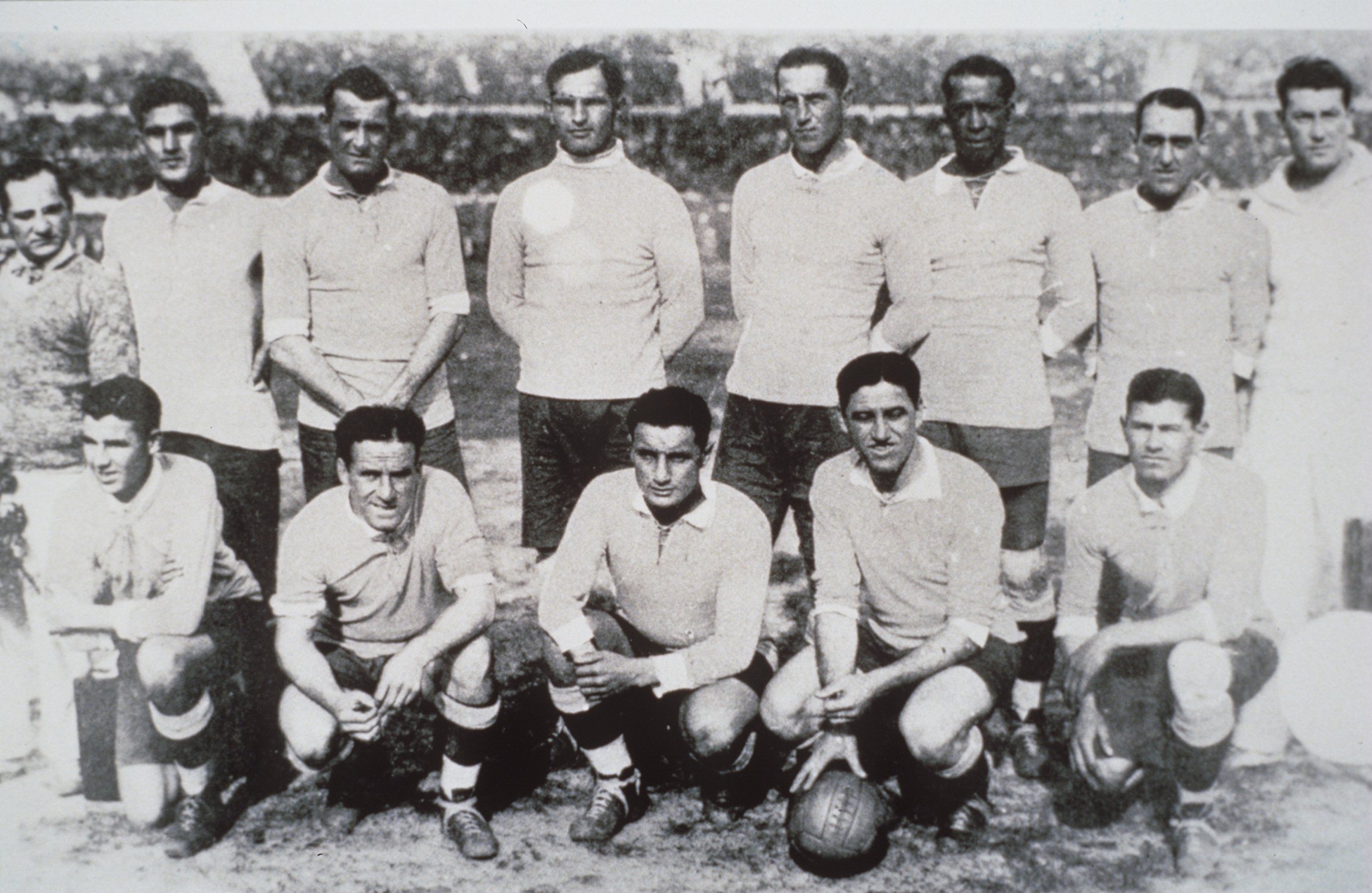 1930: THE VICTORIOUS NATIONAL SOCCER TEAM OF URUGUAY DURING THE 1930 WORLD CUP FINAL.