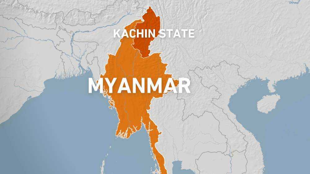 Map of Kachin state in Myanmar.