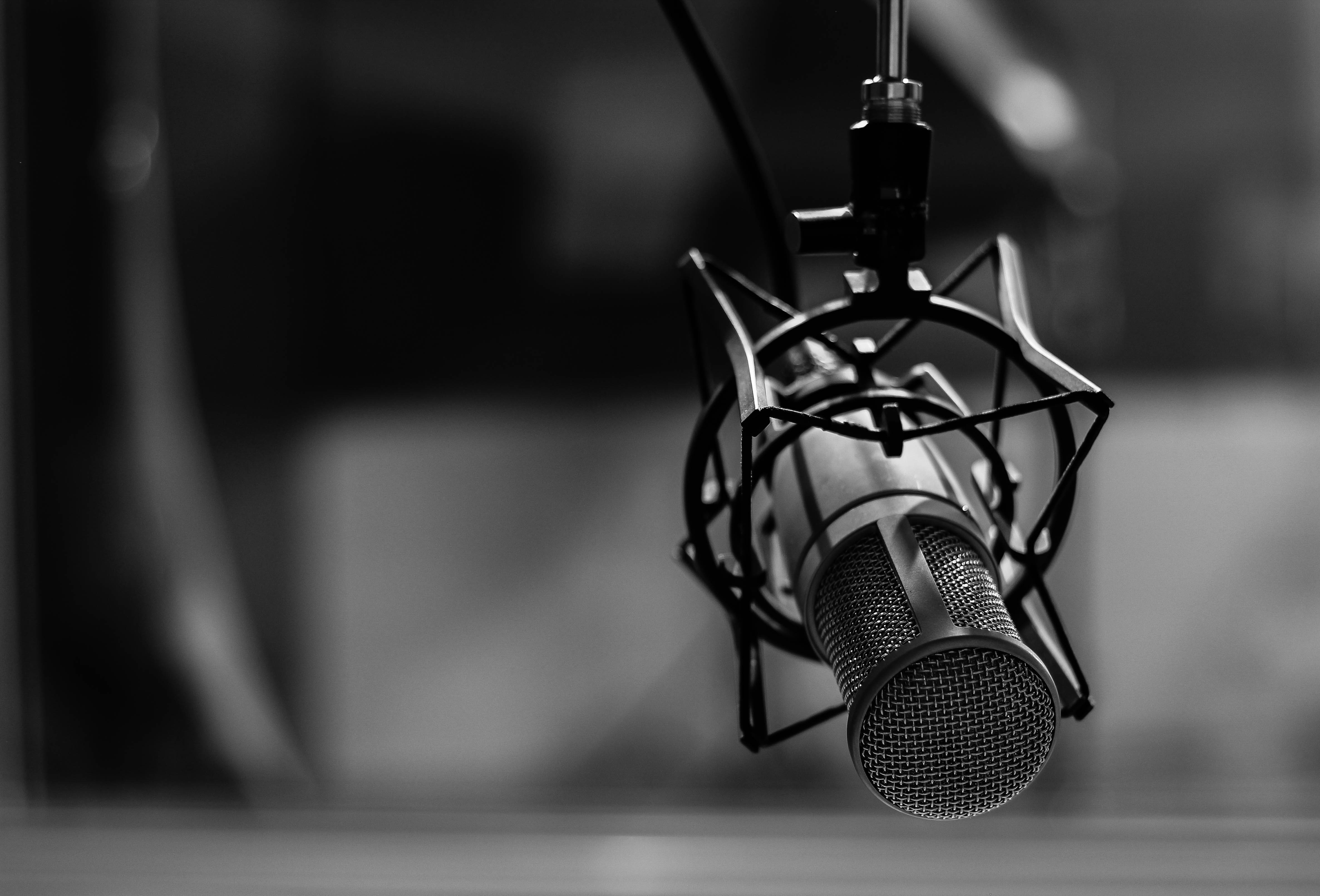 A microphone with a blurred background.