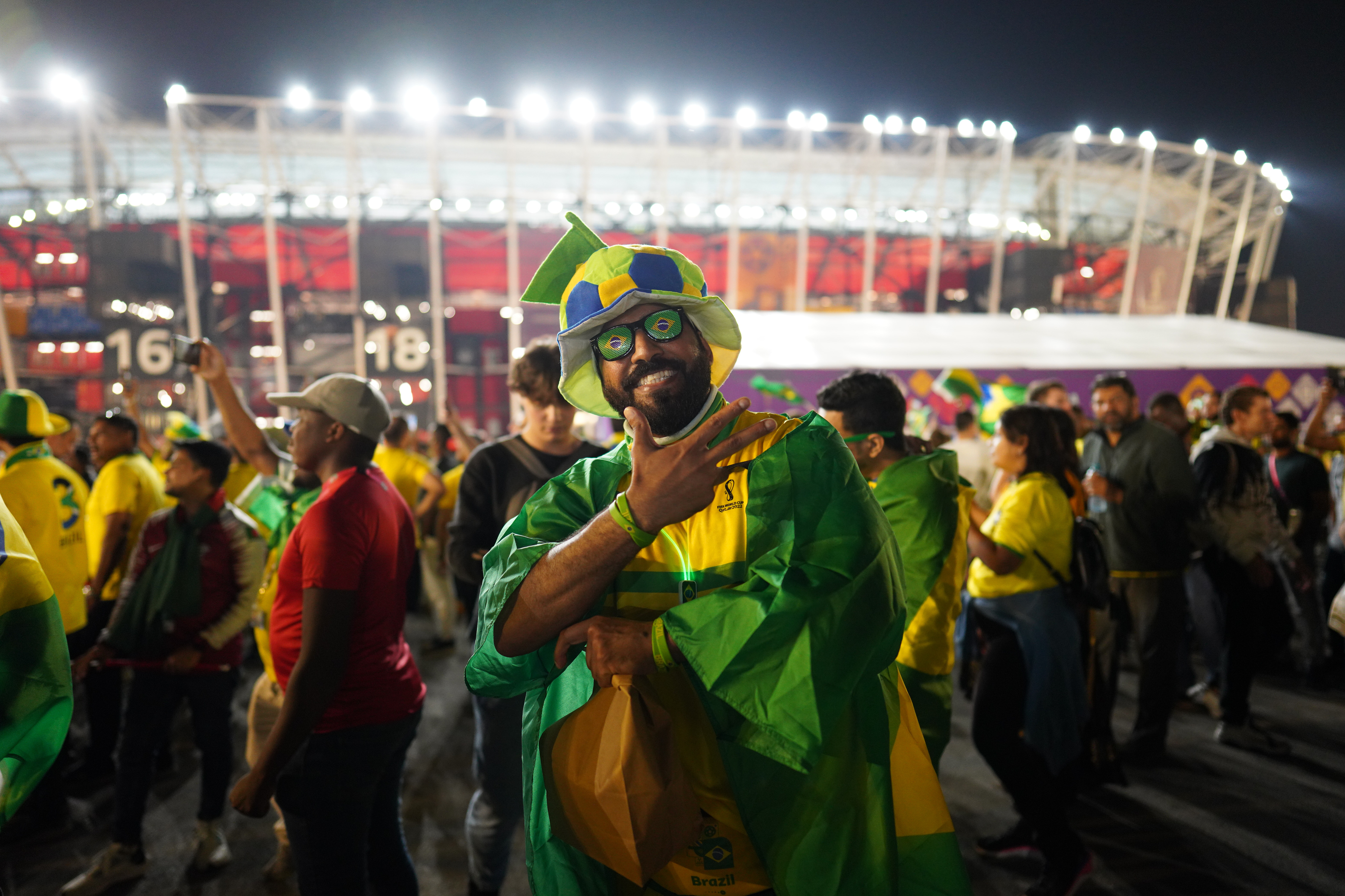 Brazilian fans celebrating their victory