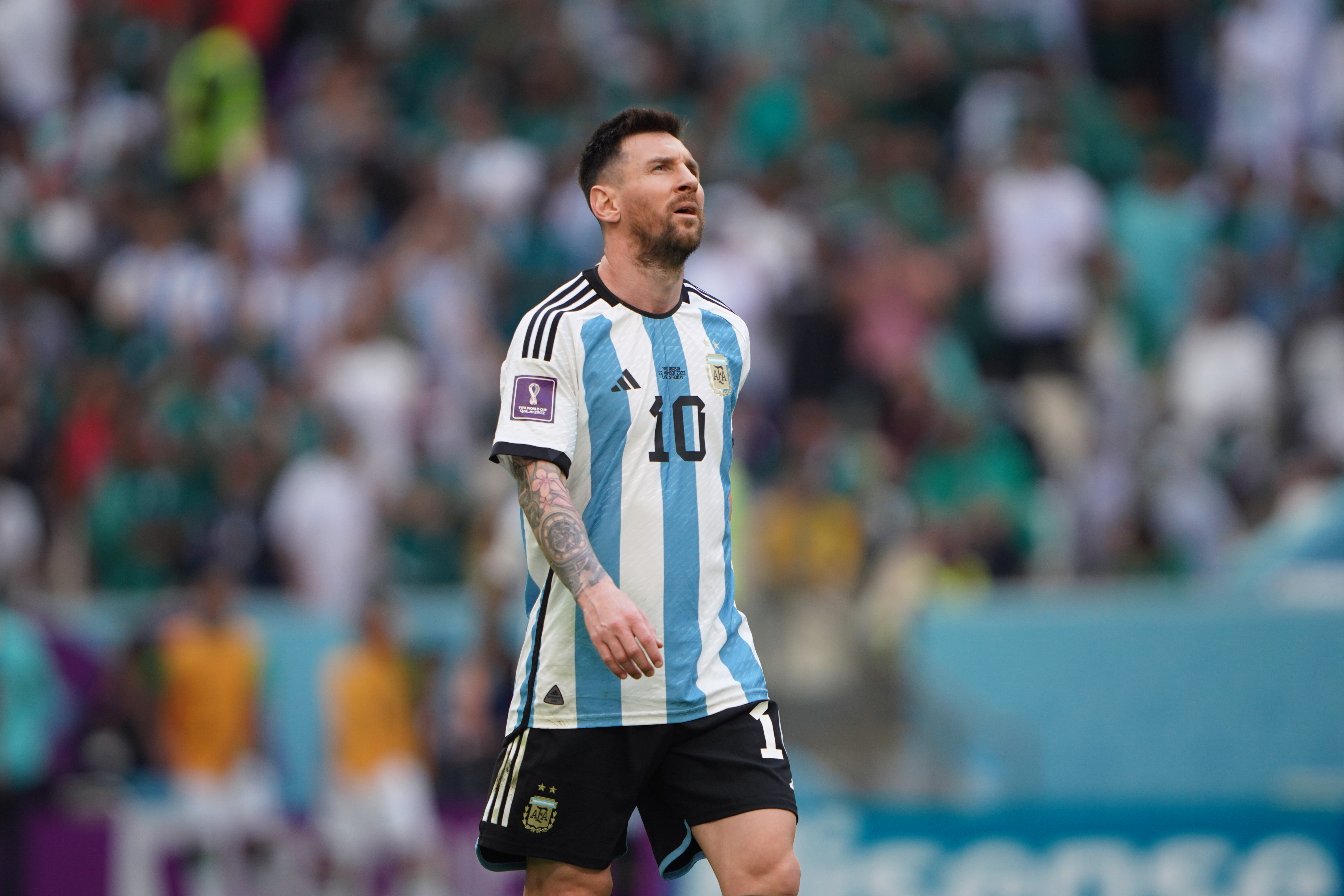 Argentinian captain Lionel Messi during the match at Lusail Iconic Stadium.