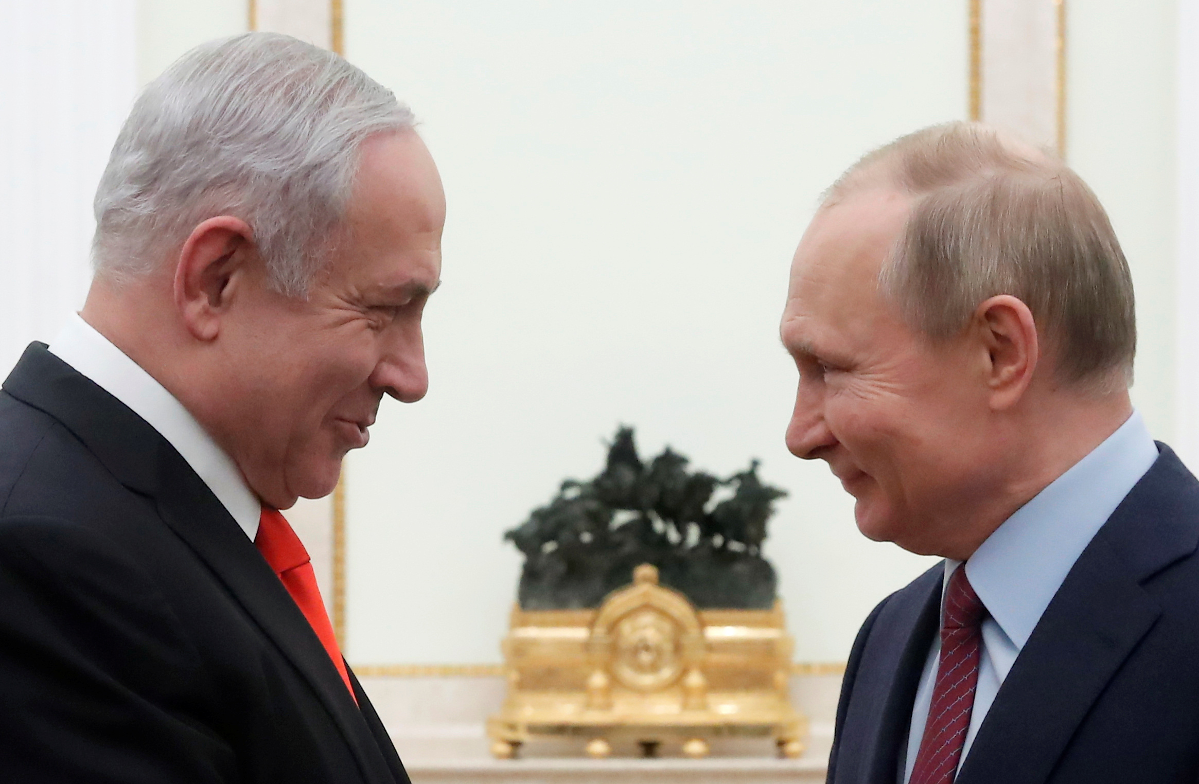Russian President Vladimir Putin meets with Israeli Prime Minister Benjamin Netanyahu in Moscow, Russia January 30, 2020. REUTERS/Maxim Shemetov/Pool