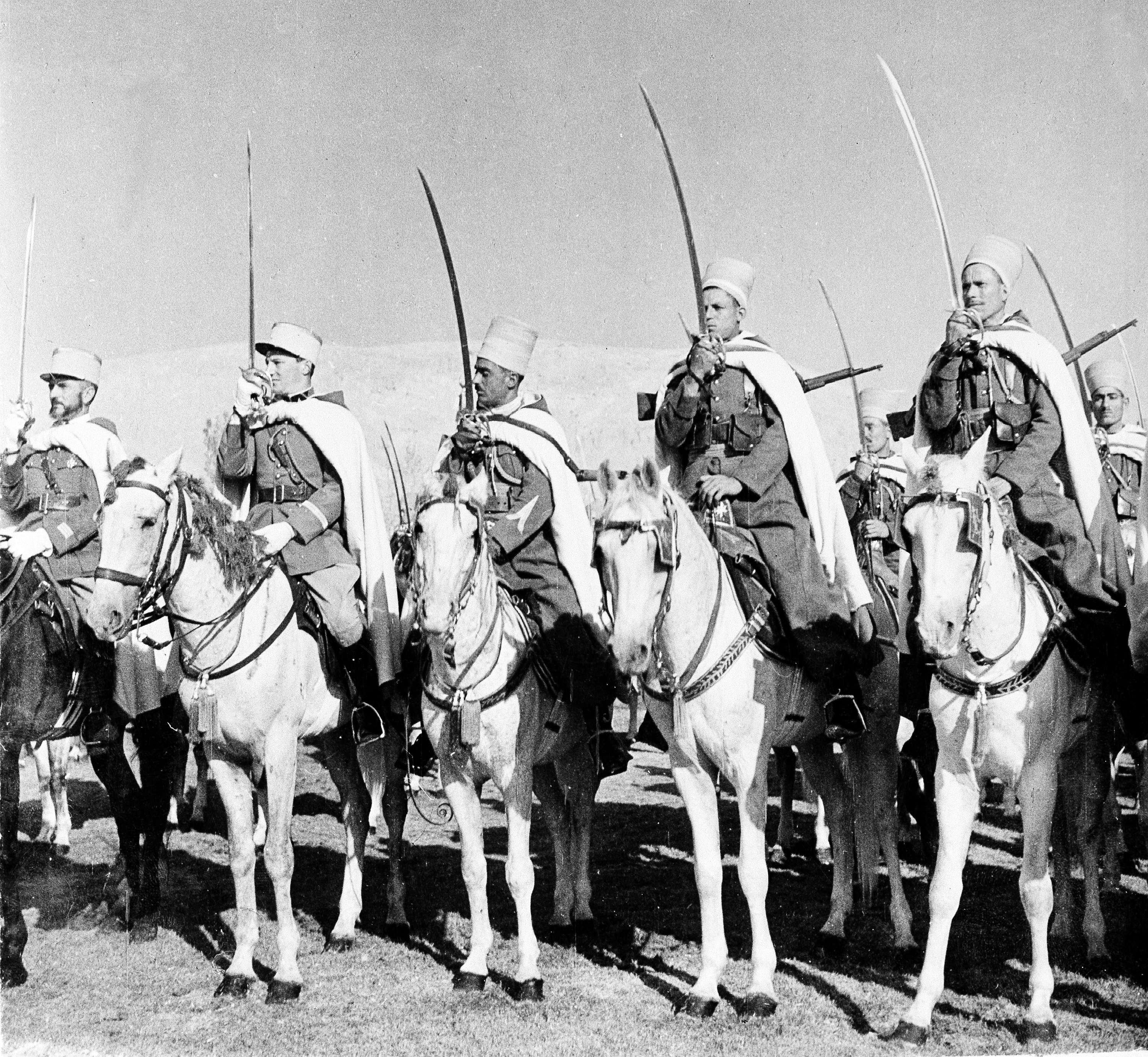 FILE - French officers and colonial soldiers are part of France's armed force of 100,000 men in Morocco, seen Jan. 11, 1937 in Rabat. France threatens to use them to invade Spanish Morocco unless the presence of German troops there is prohibited. (AP Photo/Black Star)