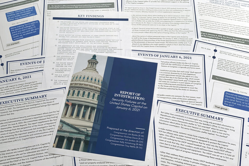 The final report on theJanuary 6, 2021 attack on the US Capitol, photographed on December 22, 2022