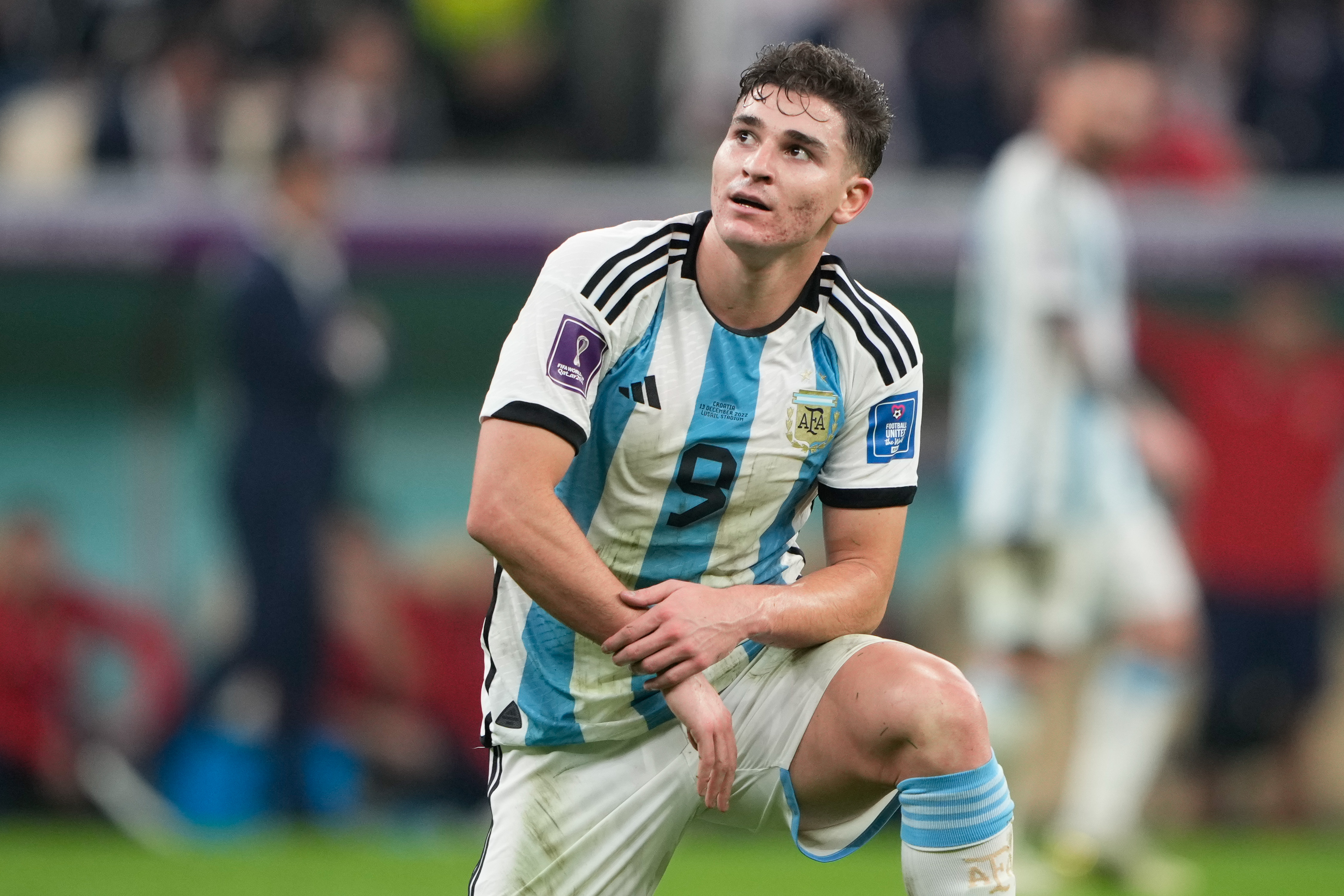 Julian Alvarez during the Argentina vs Croatia FIFA World Cup 2022 semifinal on December 13 at Lusail Stadium in Qatar
