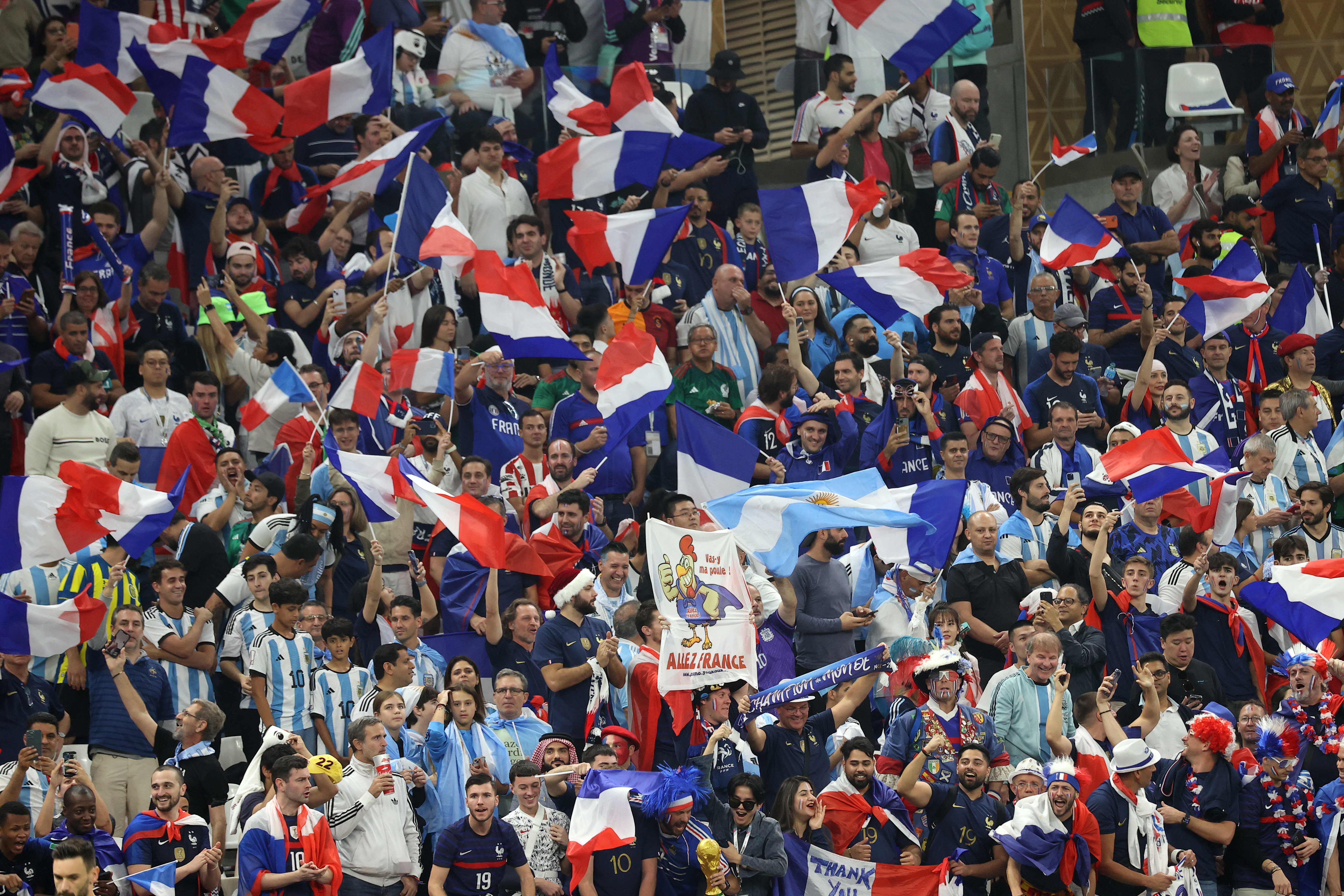 French fans in the stands at Lusail Stadium.