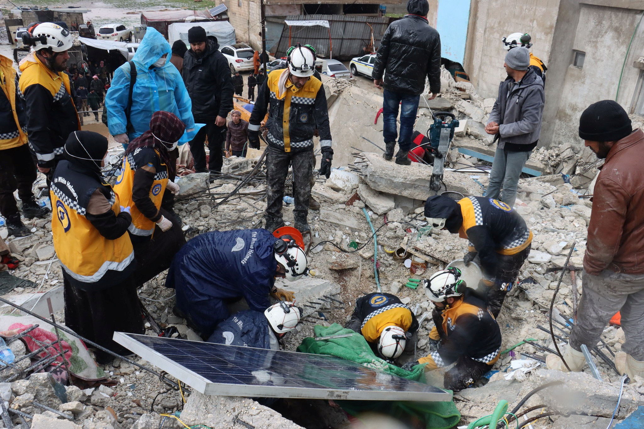 Members of the rescue team gather