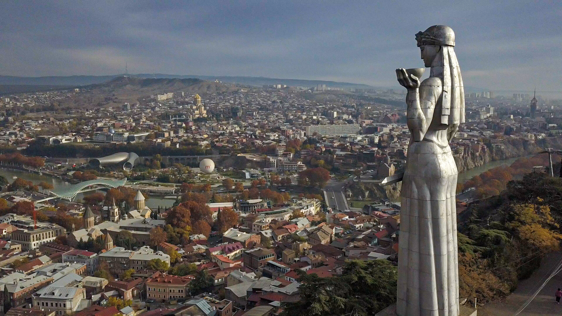 A bird’s eye view of Tbilisi, the capital city of Georgia, to which an estimated 100,000 Russians and 25,000 Ukrainians have fled
