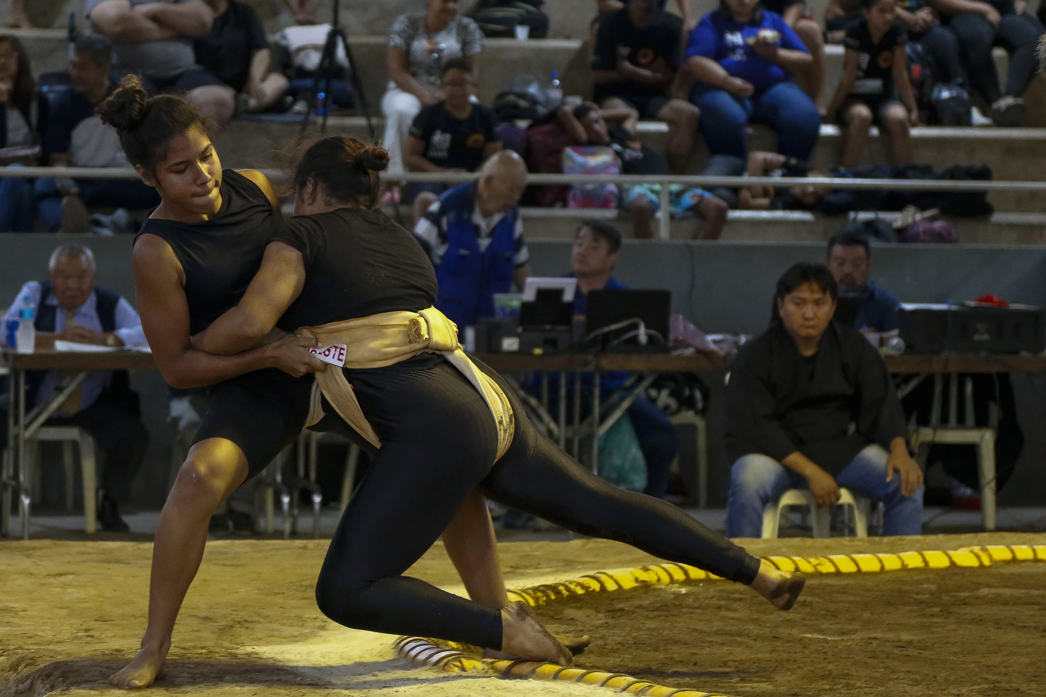 Sumo wrestlers fight during a Brazilian sumo championship bout, a qualifier for the South American championship, in Sao Paulo, Brazil