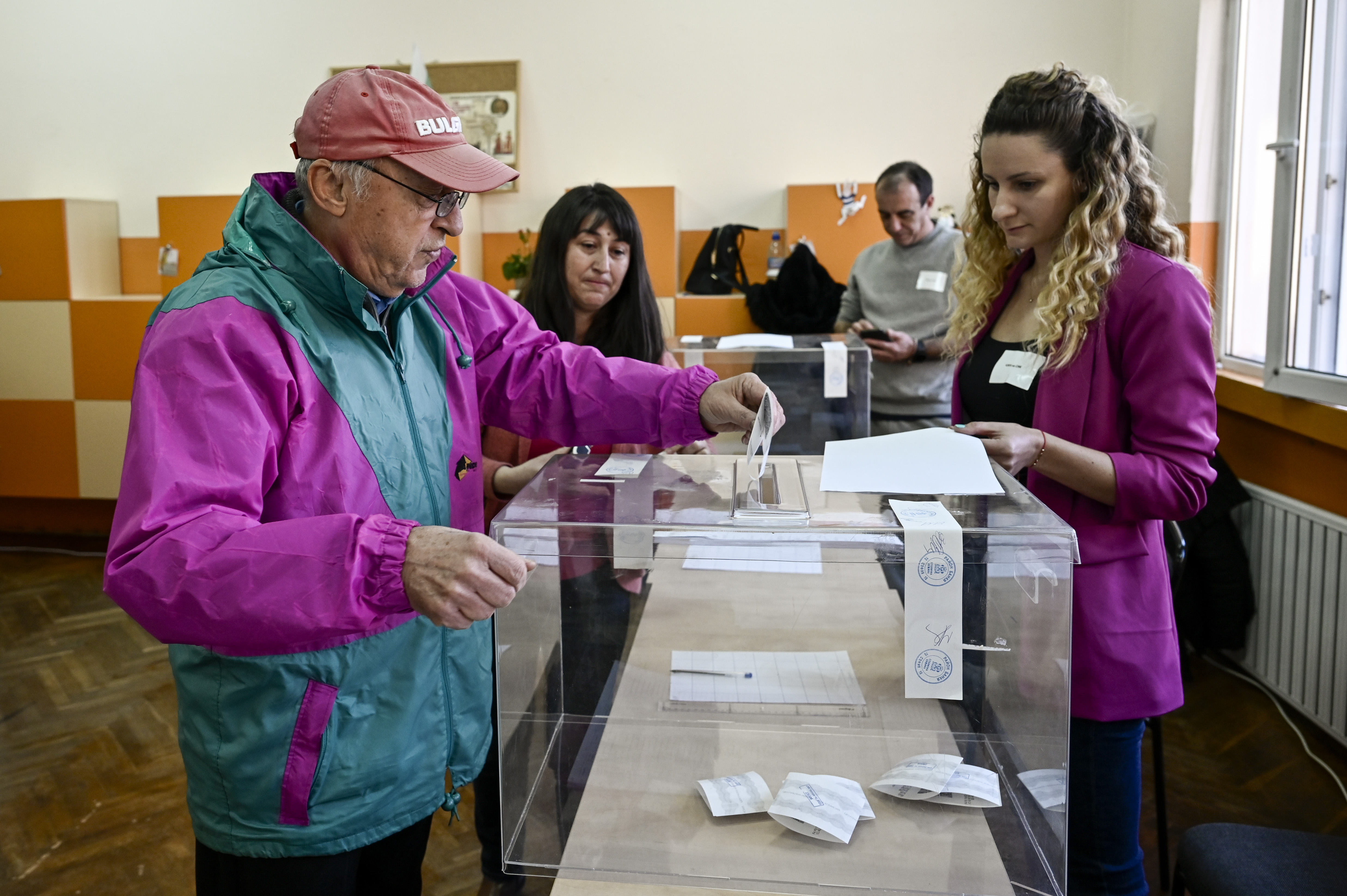 A man casts his ballot at a polling station during the country's parliamentary elections in Sofia