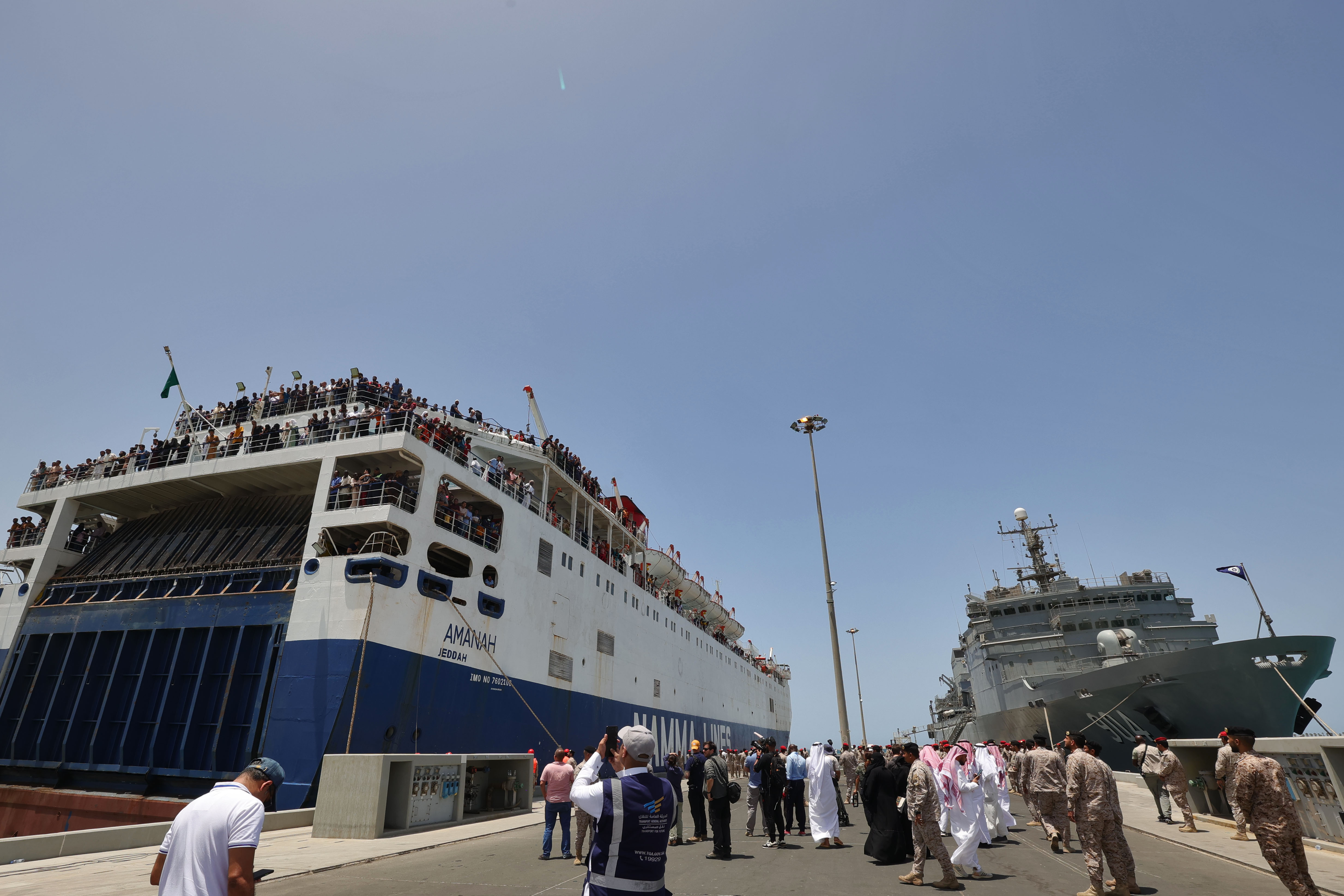 A ferry transporting some 1900 evacuees from Sudan to Saudi Arabia
