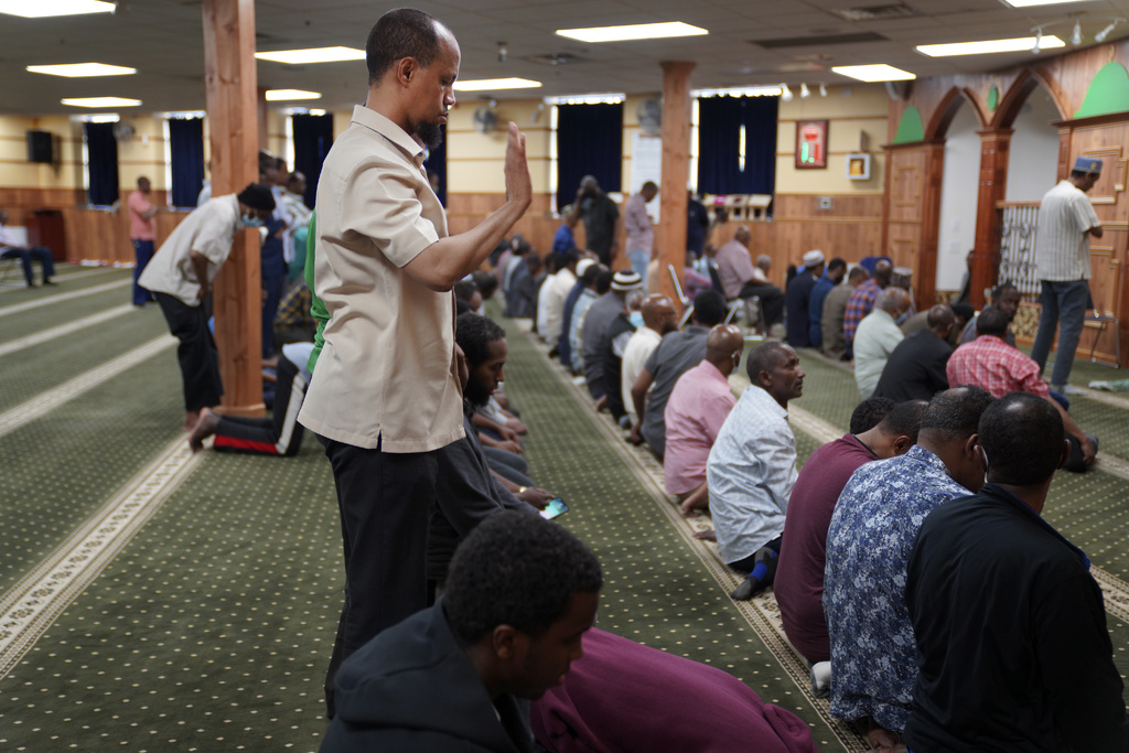 A man prayers in a mosque in Minneapolis