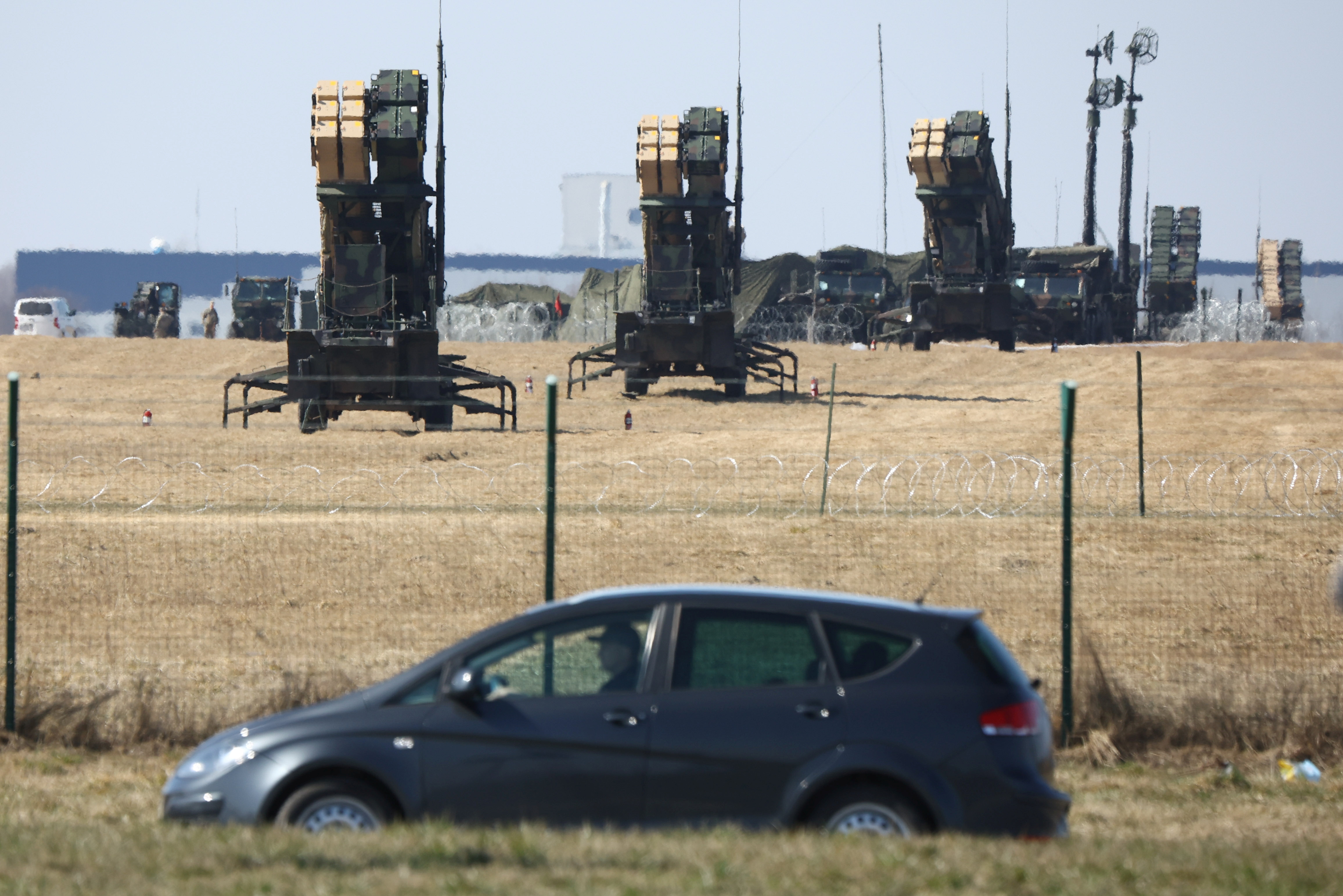 U.S. Army MIM-104 Patriots, surface-to-air missile (SAM) system launchers, are pictured at Rzeszow-Jasionka Airport, amid Russia's invasion of Ukraine, Poland March 24, 2022. REUTERS/Stringer POLAND OUT. NO COMMERCIAL OR EDITORIAL SALES IN POLAND 