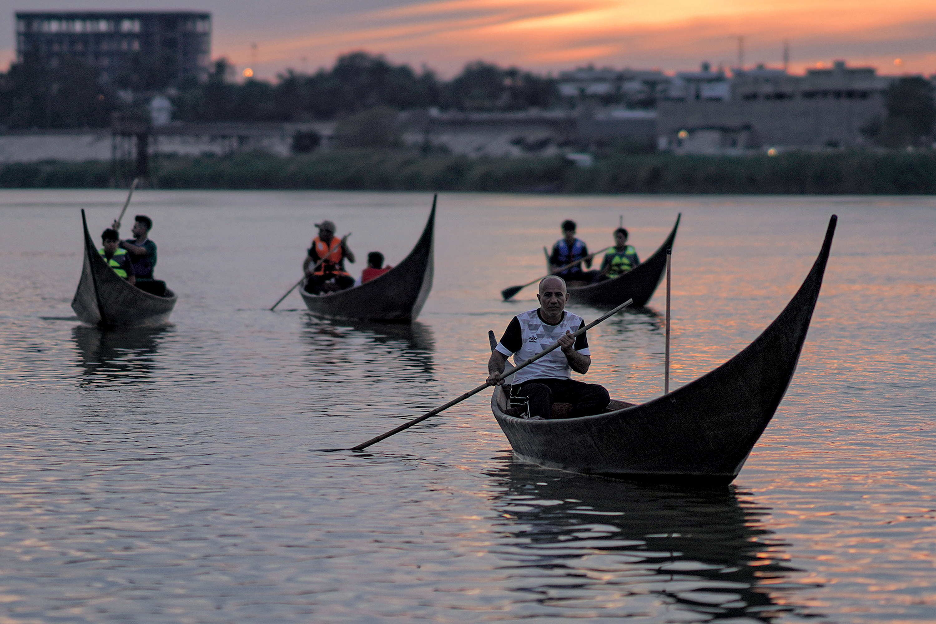 wooden boat at a workshop in the area of al-Huwair in the sub-district of al-Madinah in Iraq's southern