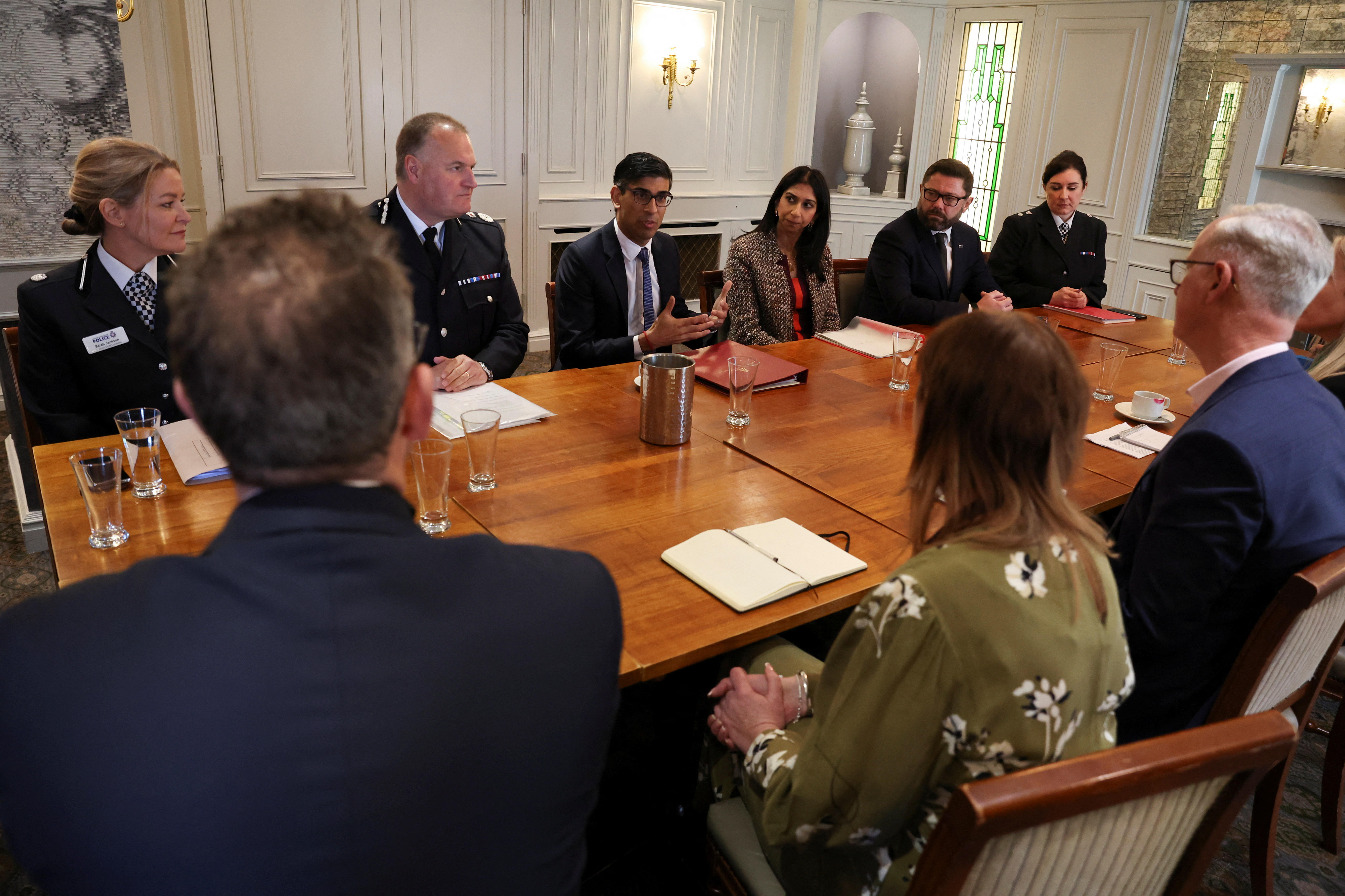 Rishi Sunak and Suella Braverman at a meeting in Rochdale, UK