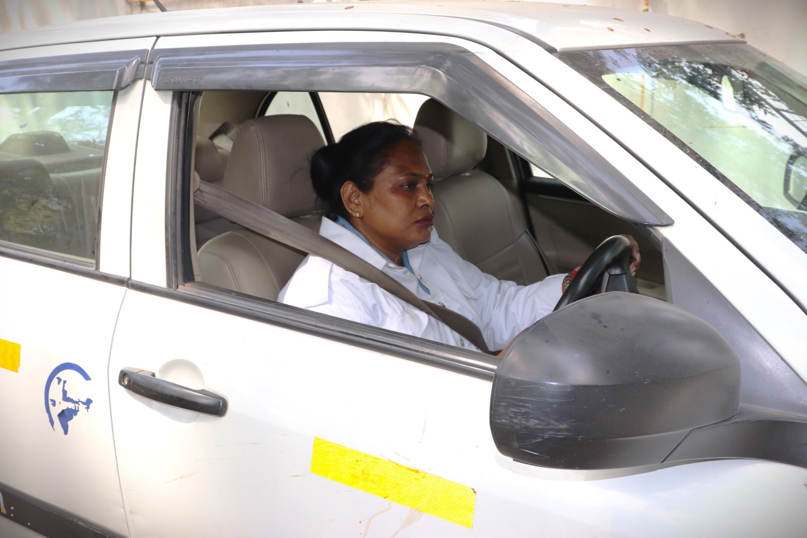 An Uber driver in Delhi, India