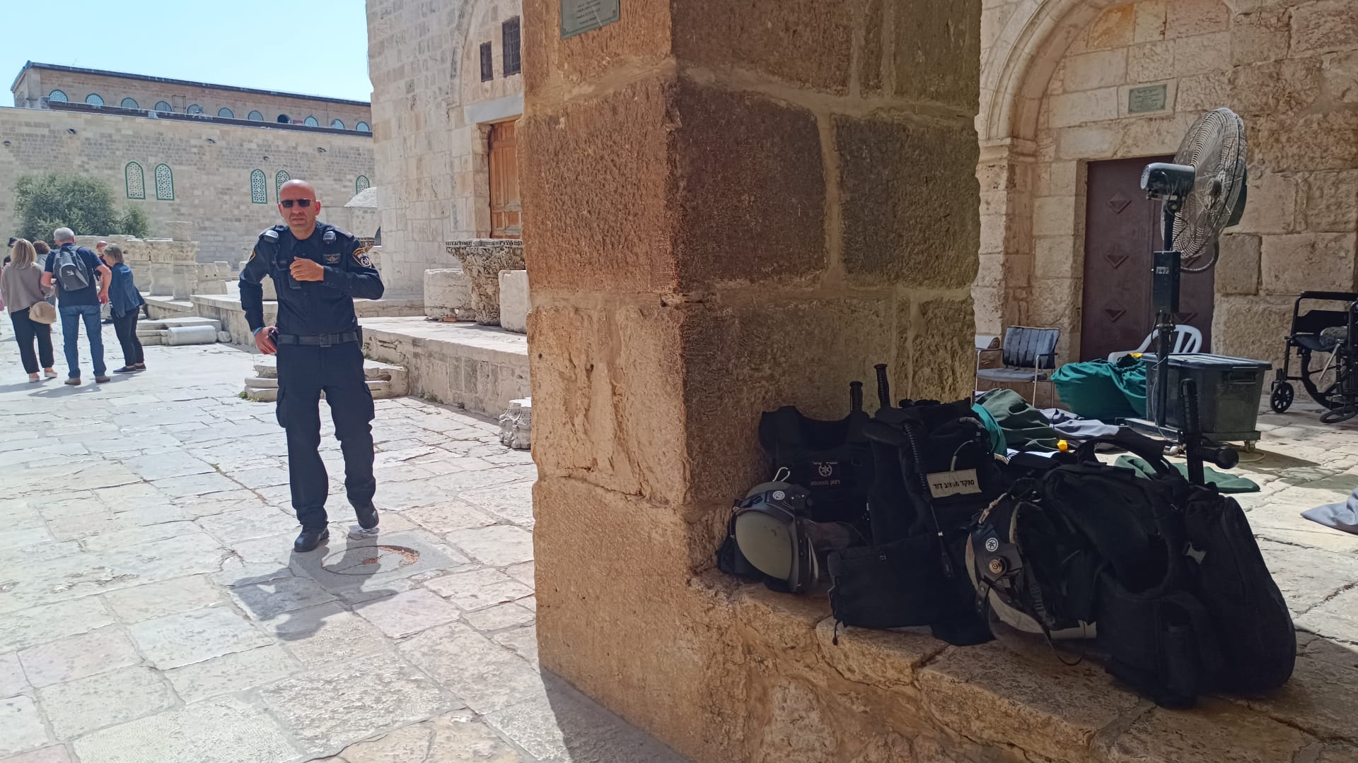 Riot police on guard in the Old City 