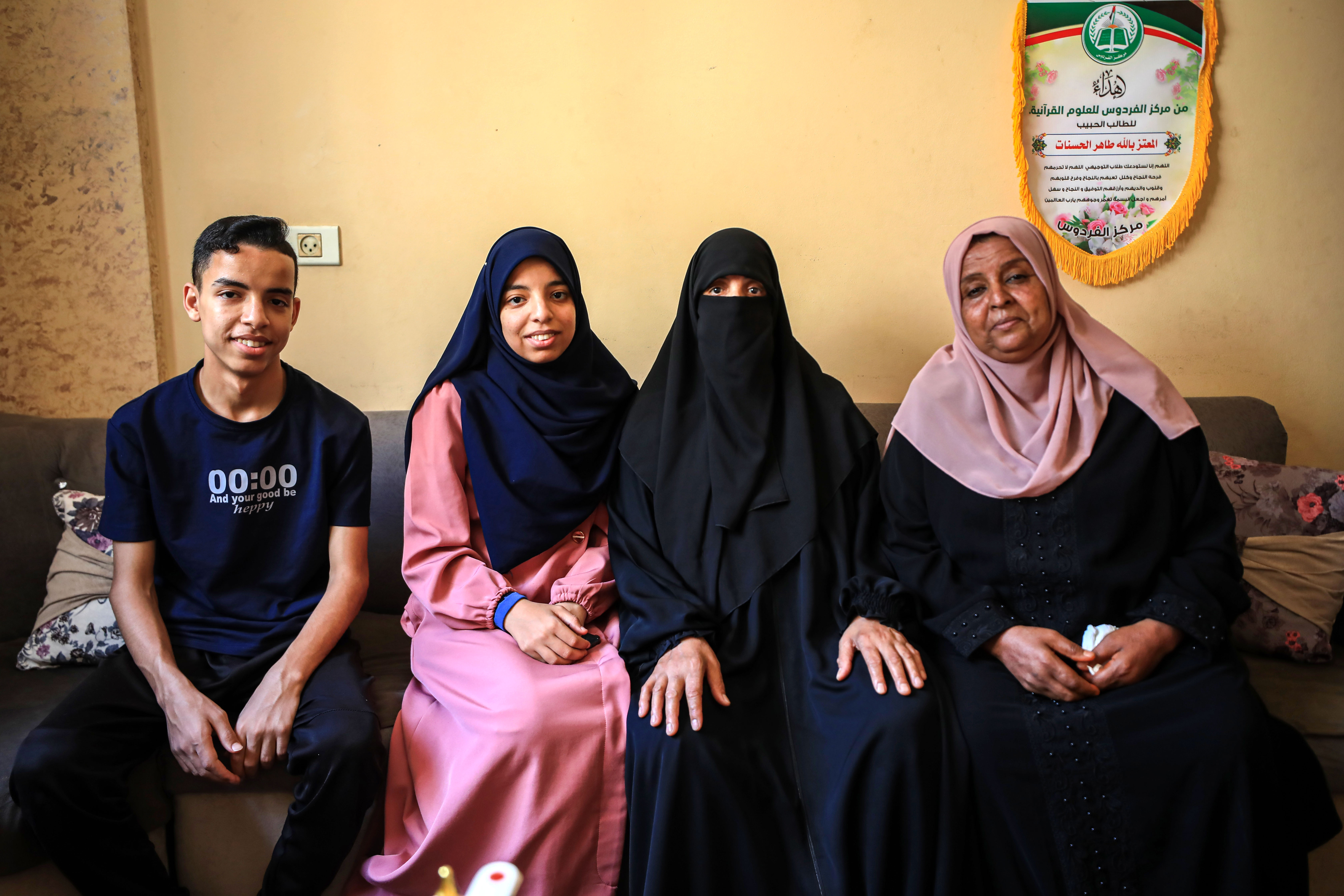 A woman with her family