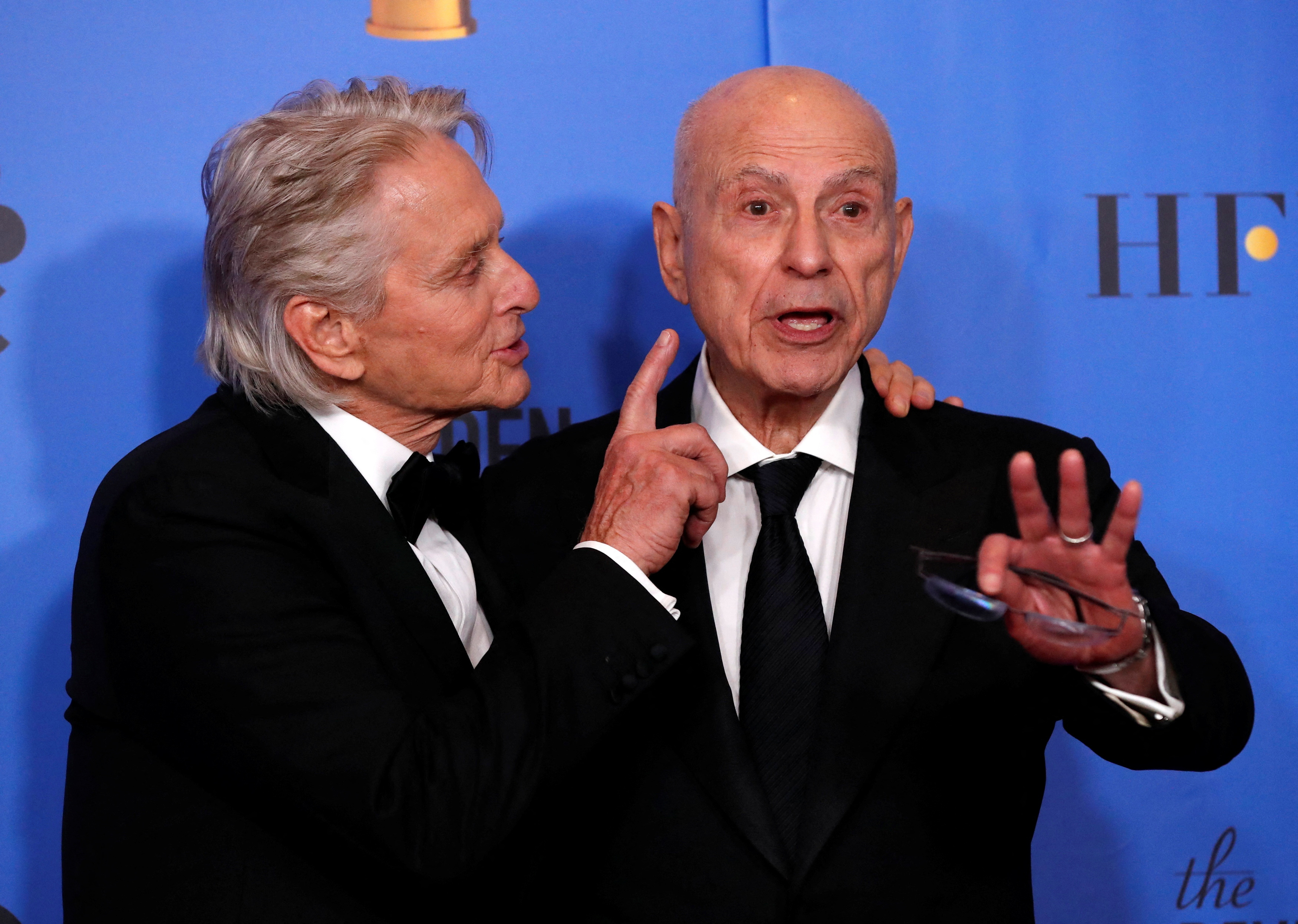 Alan Arkin poses with Michael Douglas