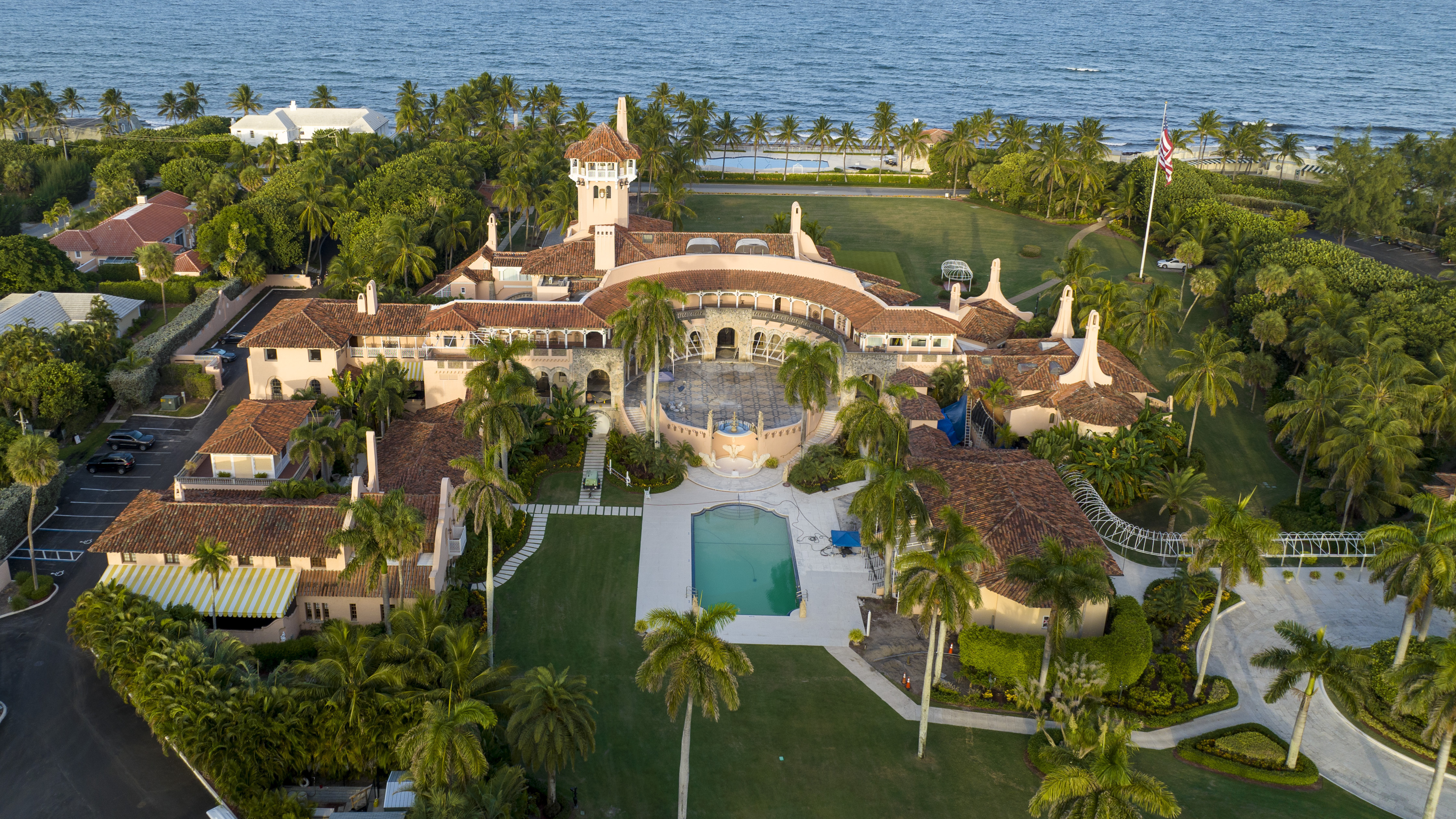 An aerial view of the Mar-a-Lago estate, on the Florida coast.