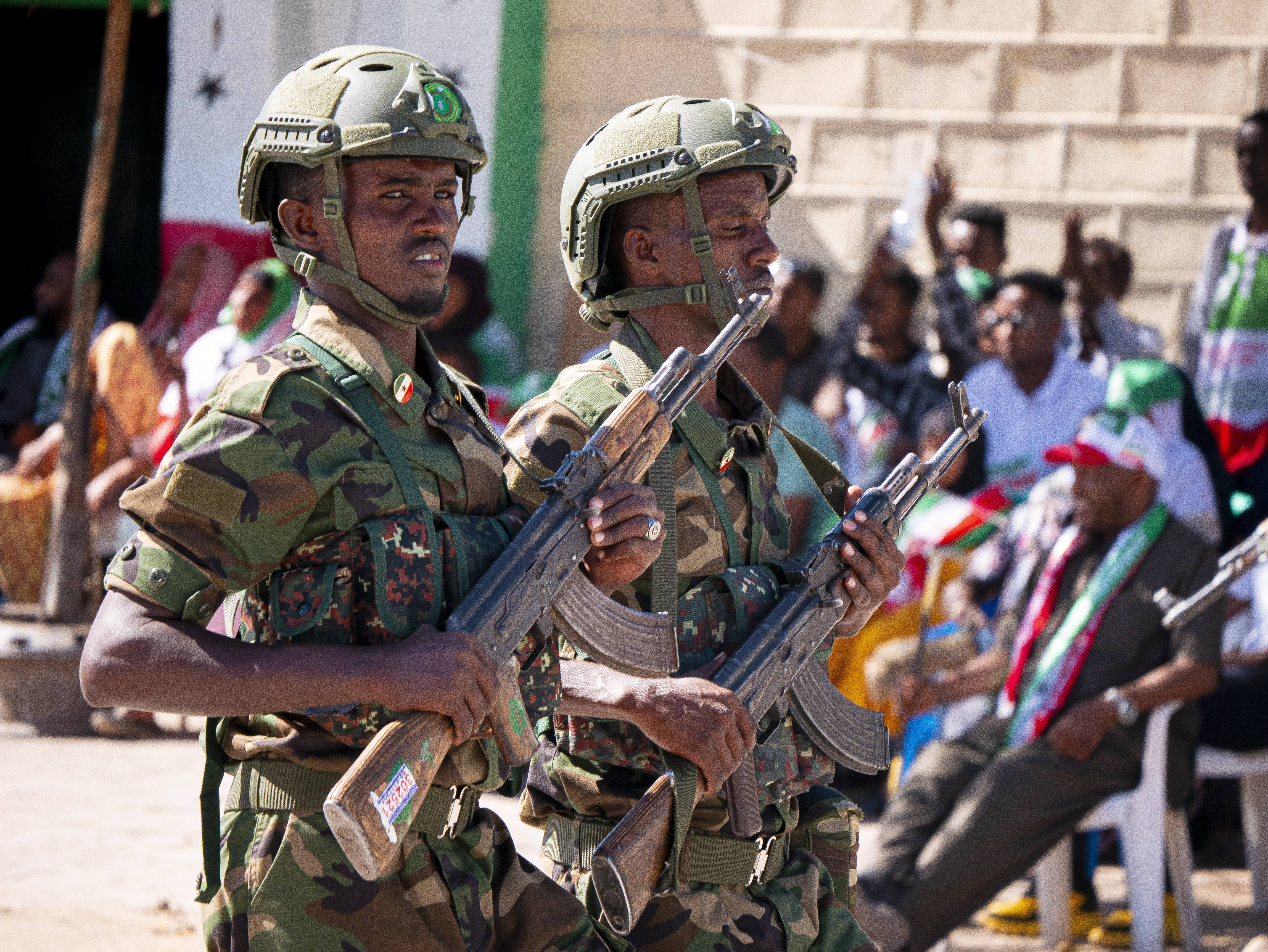 Soldiers marching in Somaliland